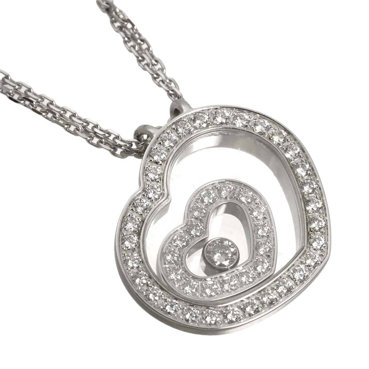Happy Spirit Heart Diamond Necklace 18K White Gold 750
