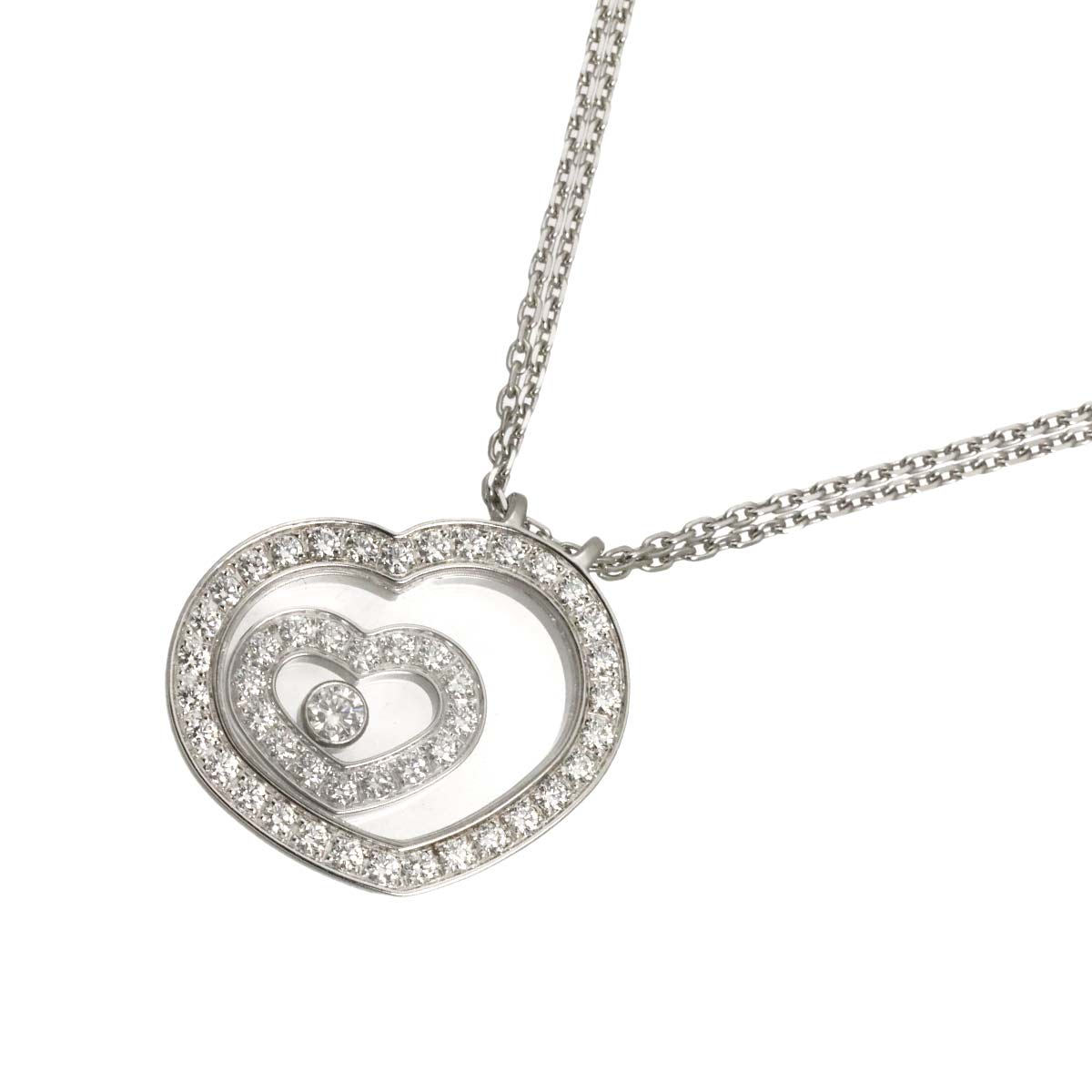 Happy Spirit Heart Diamond Necklace 18K White Gold 750