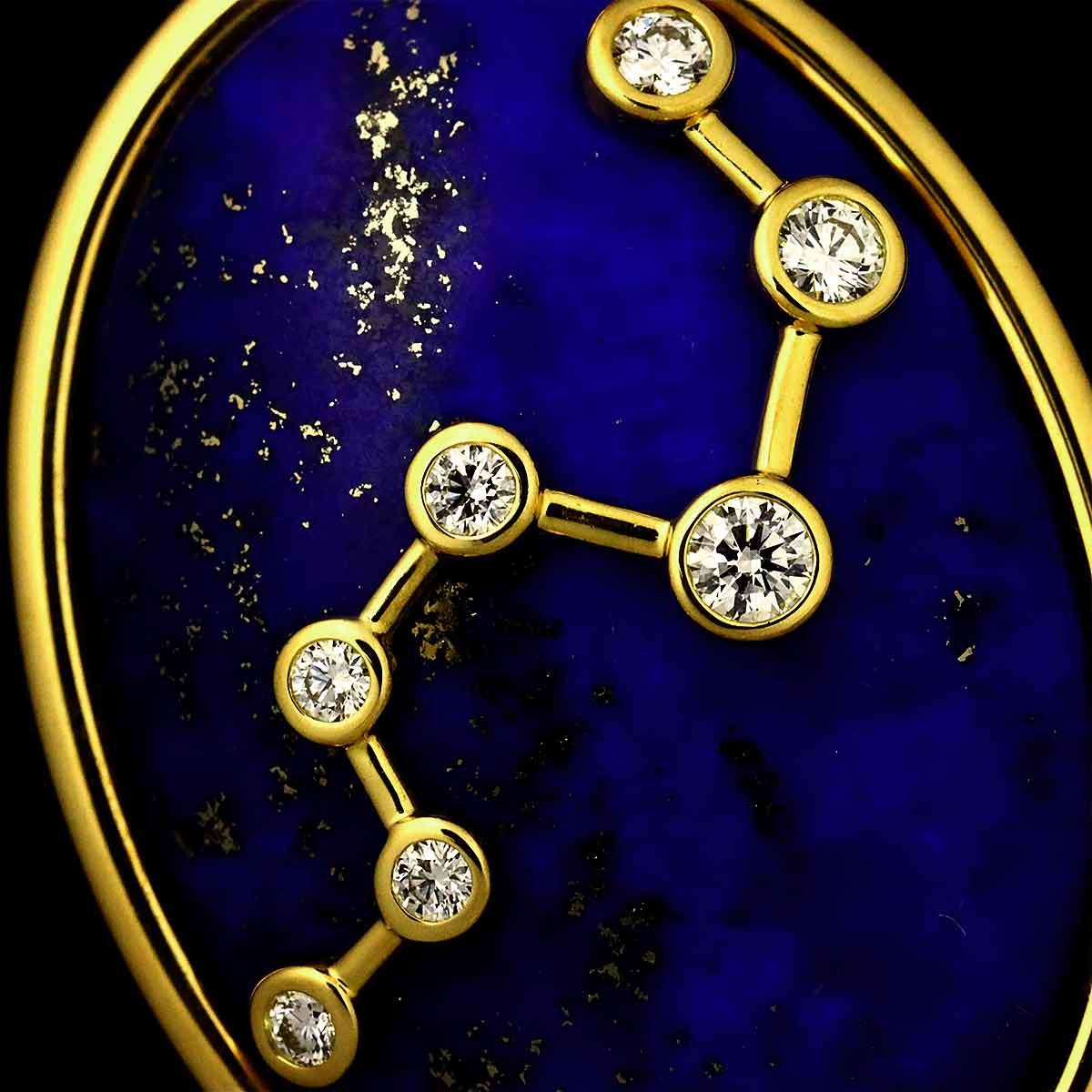 Lapis Lazuli Diamond 0.15ct Necklace K18 YG 750