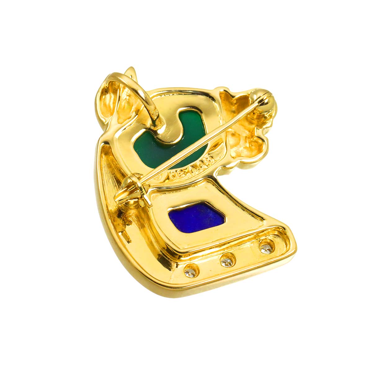 Multi stone Diamond 0.05ct Brooch 18K YG 750