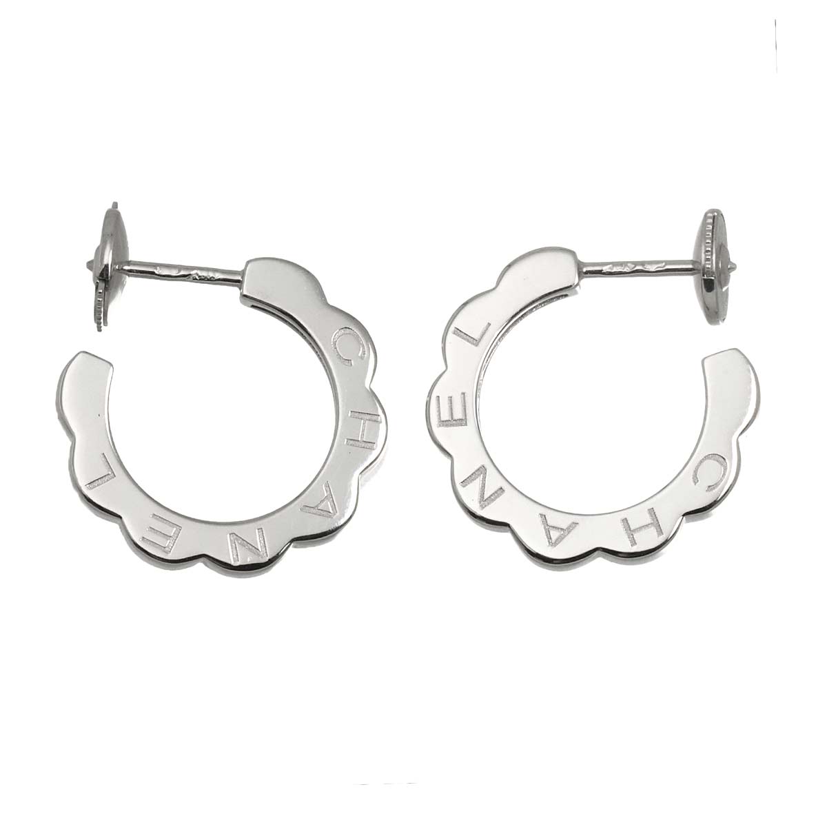 Profile de Camellia Earrings Pierced 18K WG 750