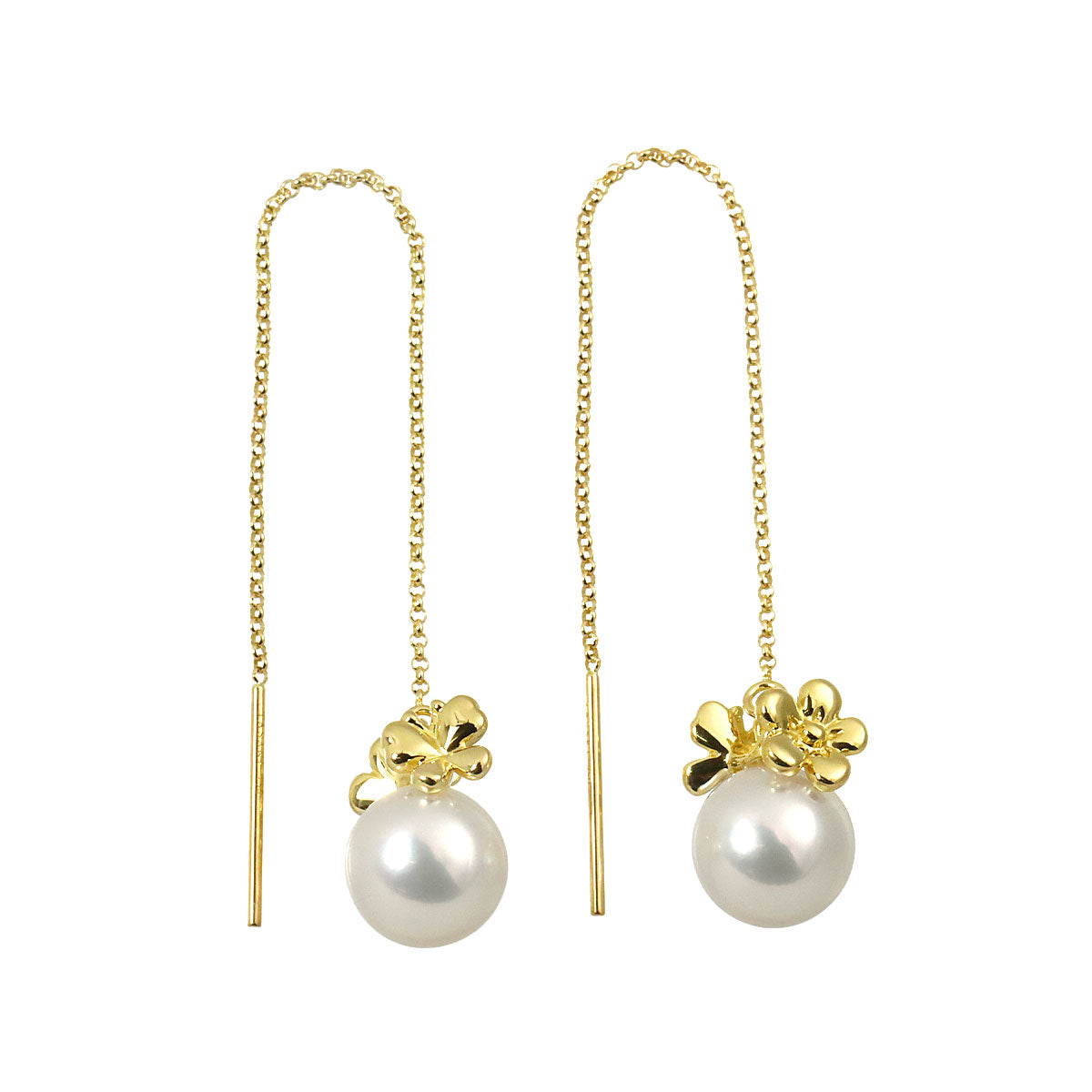 Akoya Pearl 8.1mm Earrings Pierced 18K YG 750