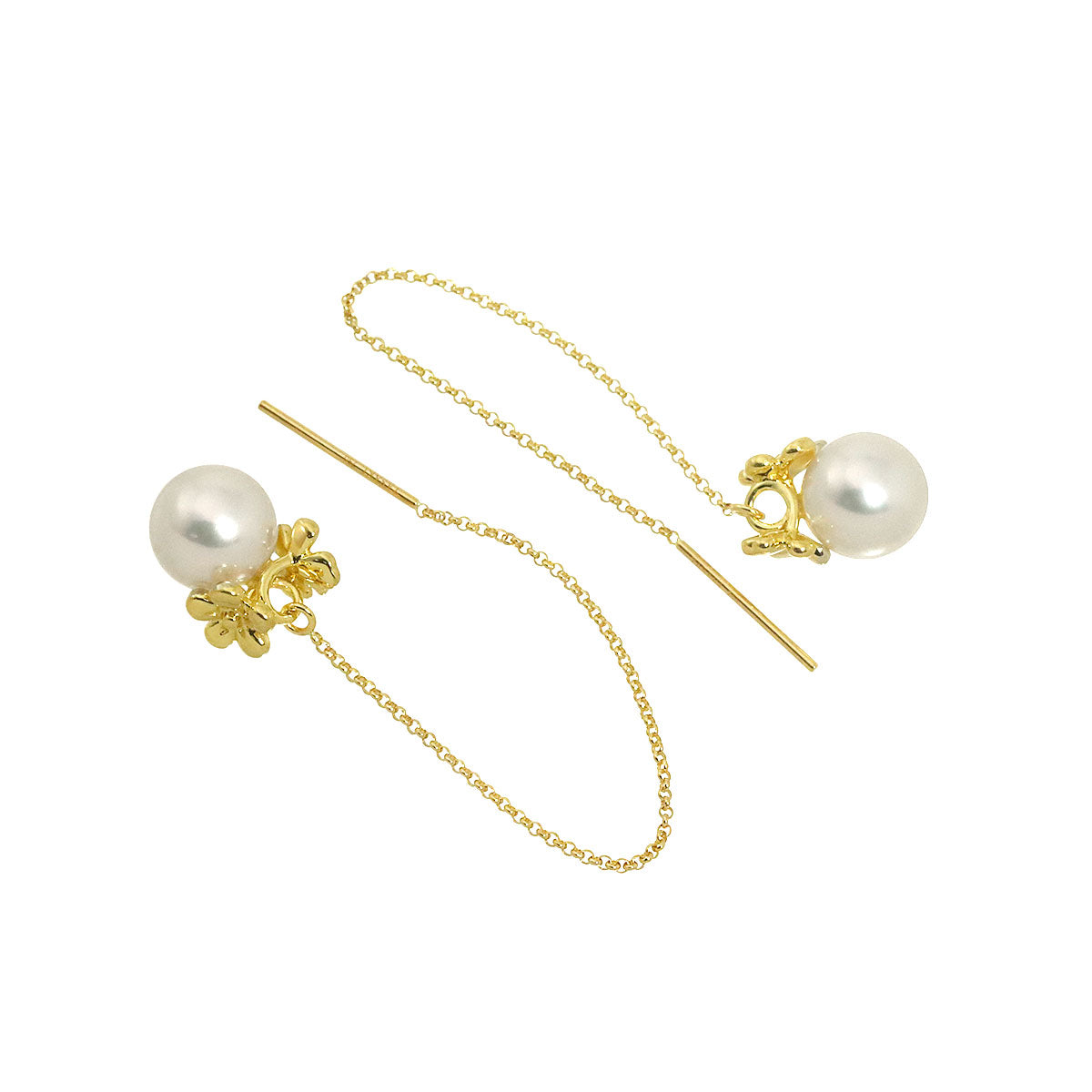 Akoya Pearl 8.1mm Earrings Pierced 18K YG 750