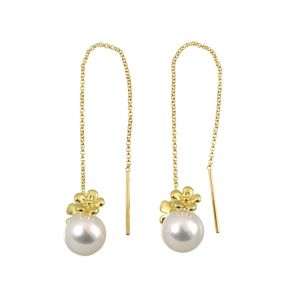 Akoya Pearl 8.1mm Earrings Pierced 18K YG 750