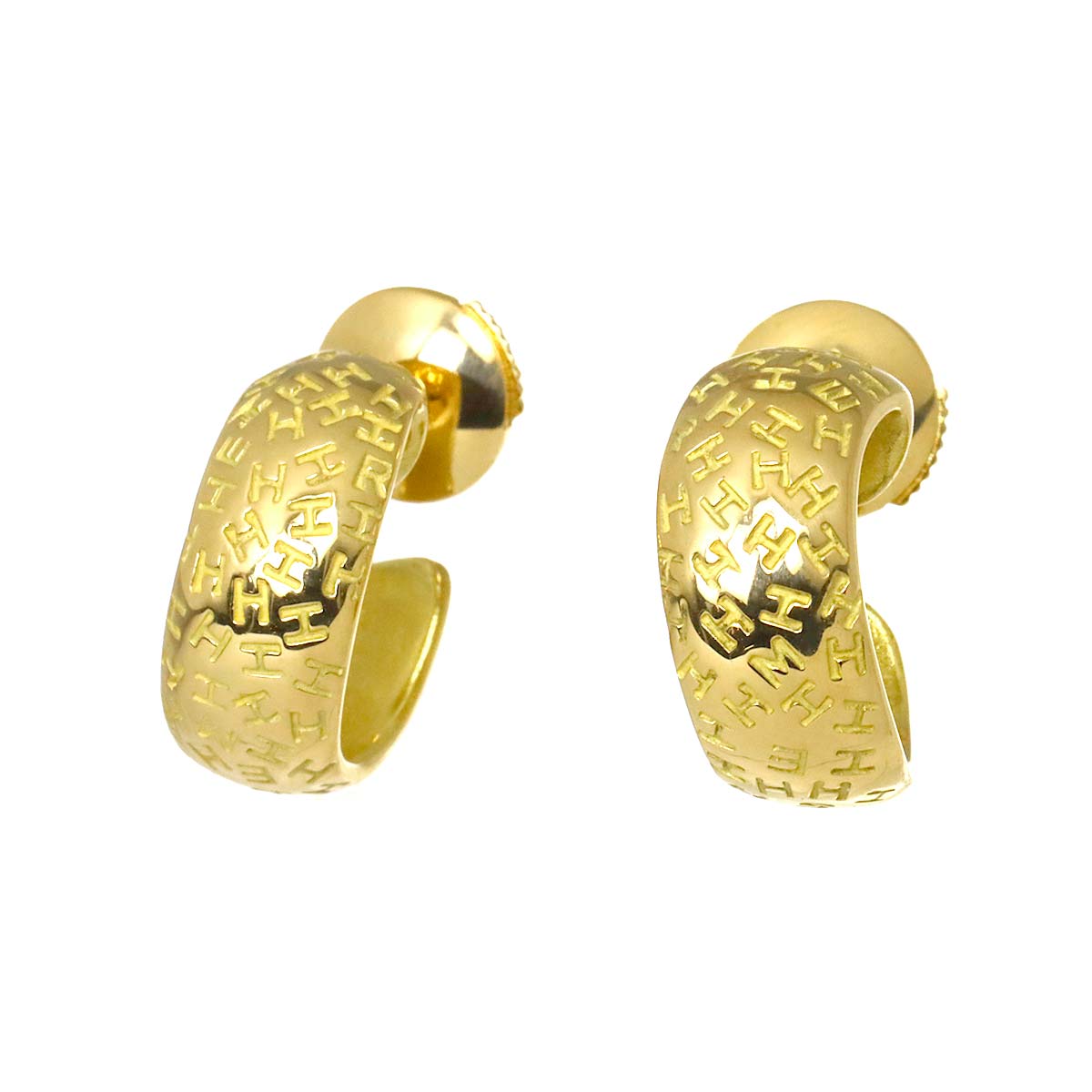 H Logo Earrings Pierced 18K Yellow Gold 750