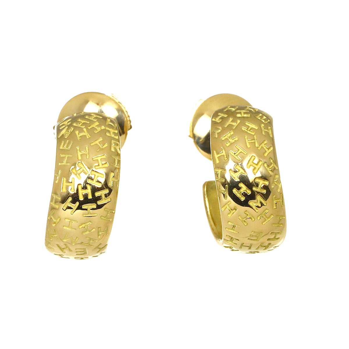H Logo Earrings Pierced 18K Yellow Gold 750