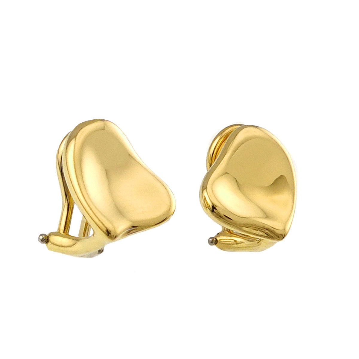 Full Heart Earrings Clip on 18K Yellow Gold 750