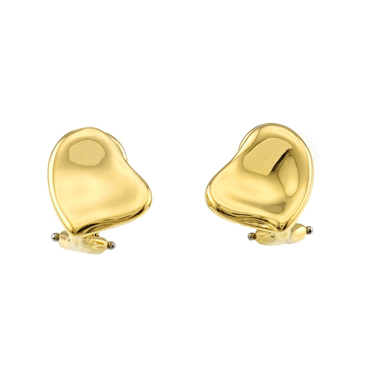 Full Heart Earrings Clip on 18K Yellow Gold 750