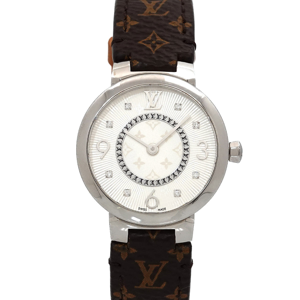 Tambour Slim Q12MG Silver Dial 8P Diamond Ladies Watch