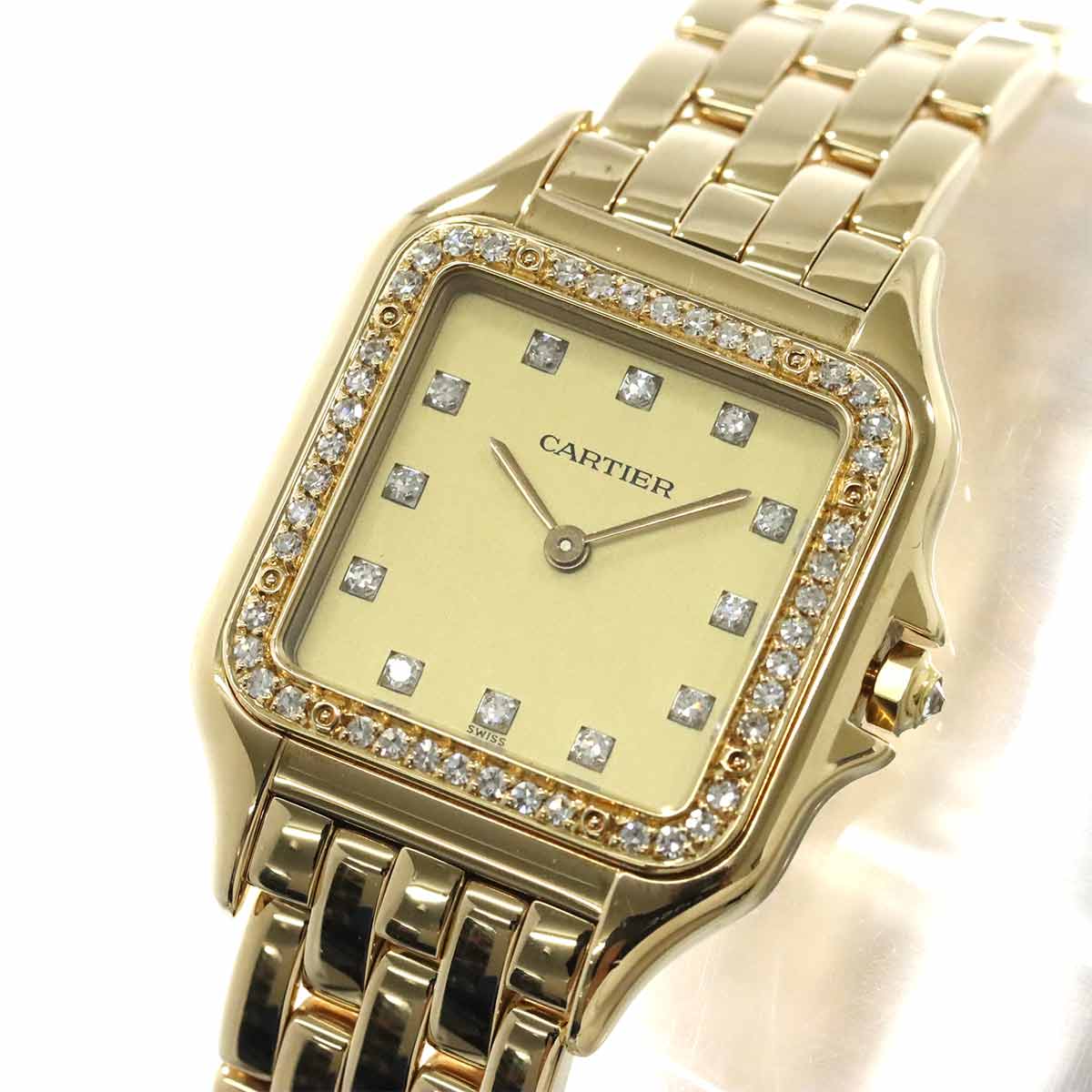 Panthere LM WF4028B9 Quartz 12P Diamond Gold Dial K18YG Watch