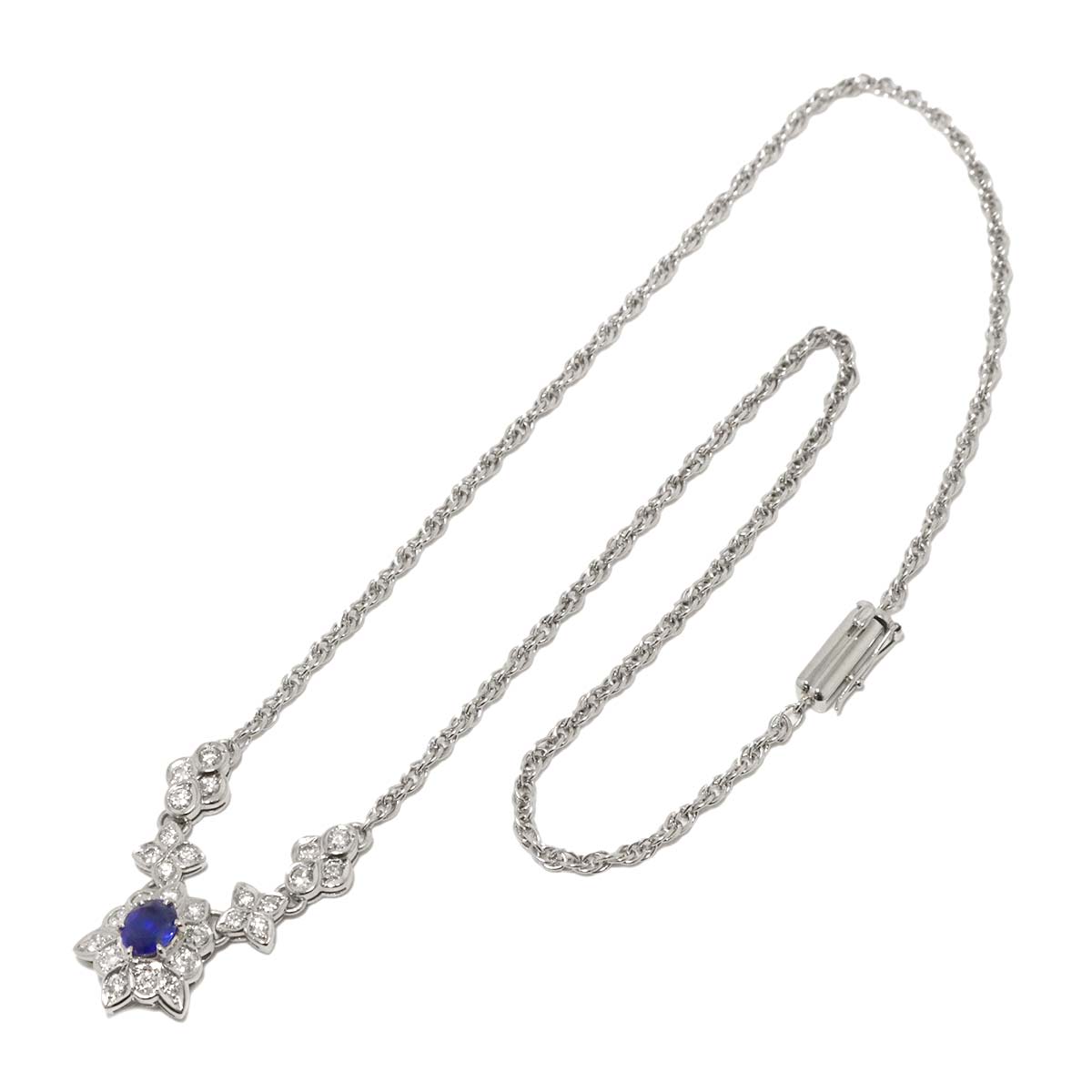 Sapphire 0.73ct Diamond 0.85ct Necklace Platinum