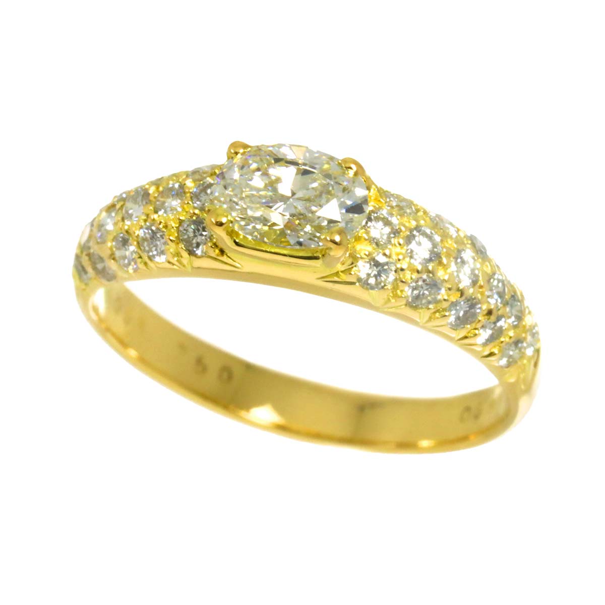 Diamond 0.53ct/0.53ct Ring 18K YG Yellow Gold 750 6(US)