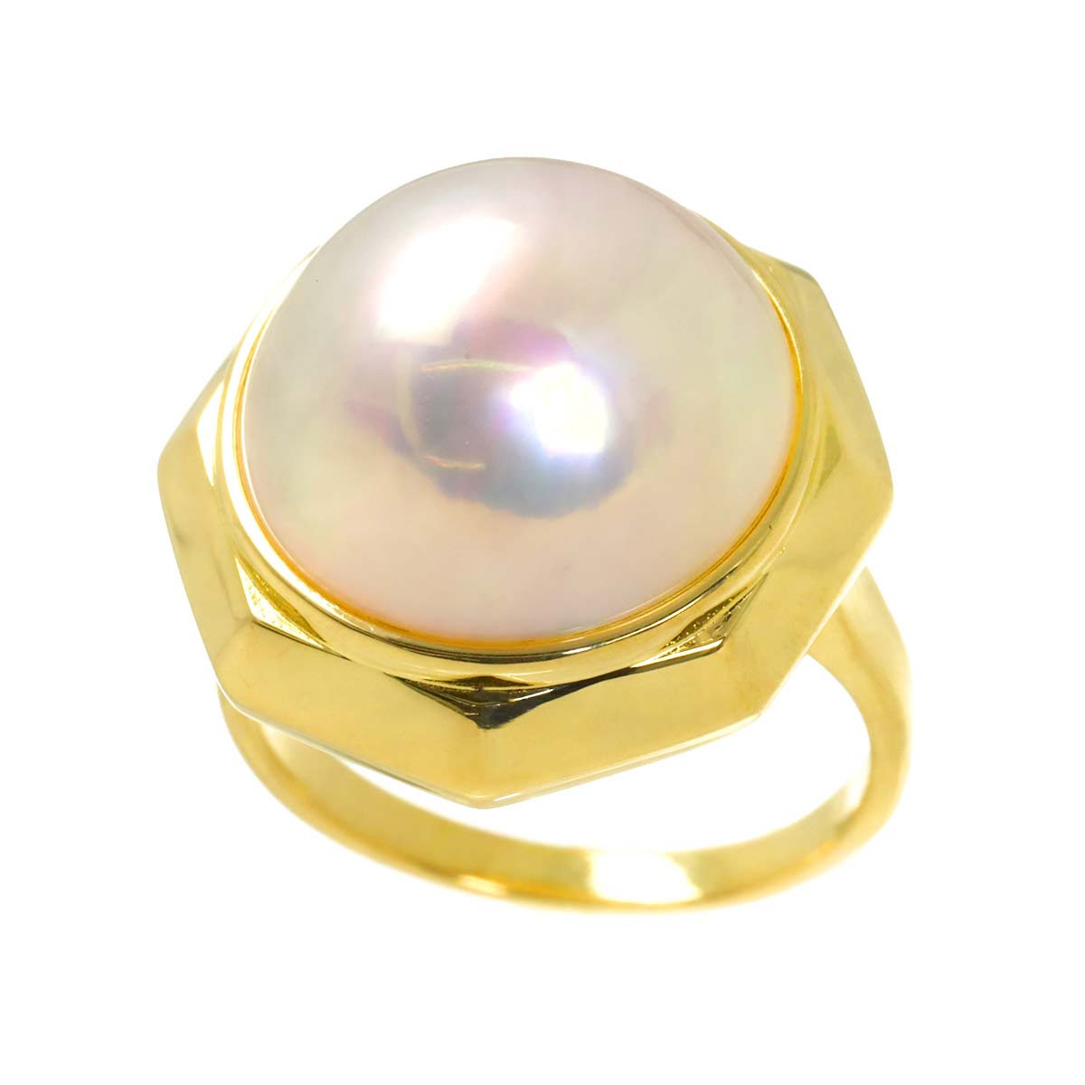 Mabe Pearl 15.4mm Ring 18K YG 750 Size7.25(US)
