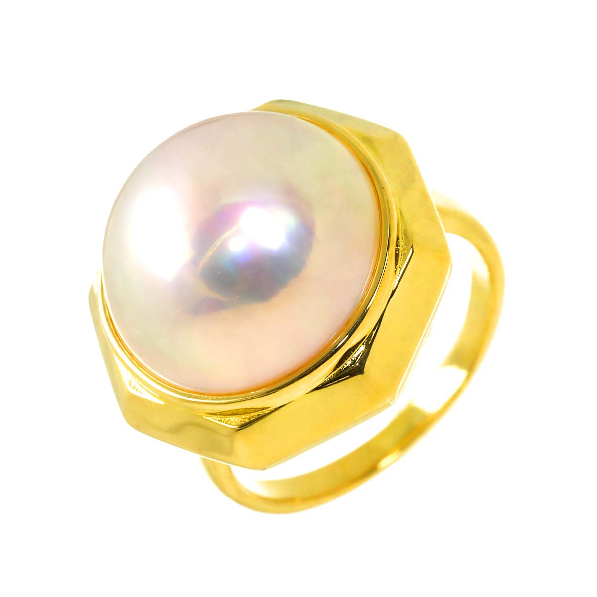 Mabe Pearl 15.4mm Ring 18K YG 750 Size7.25(US)