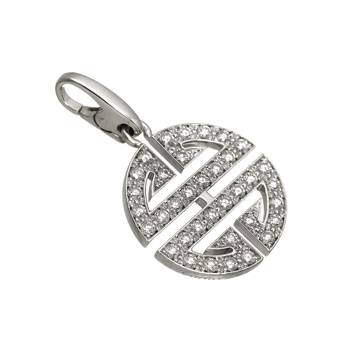 Longevity Diamond Charm Pendant Top 18K White Gold 750