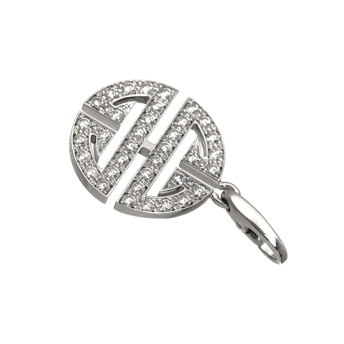 Longevity Diamond Charm Pendant Top 18K White Gold 750
