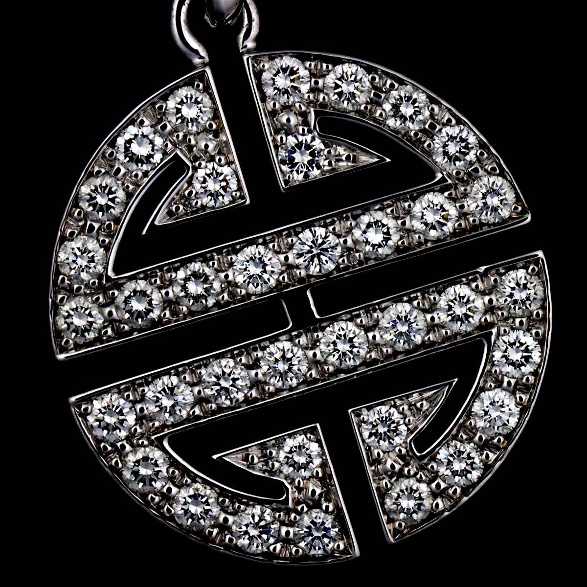 Longevity Diamond Charm Pendant Top 18K White Gold 750