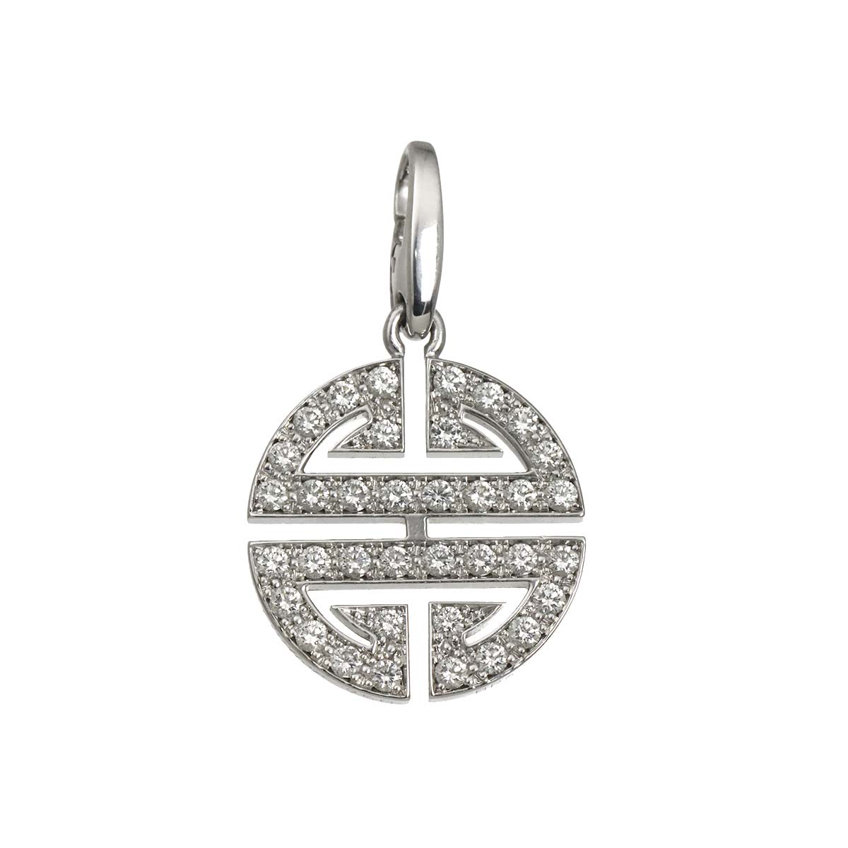 Longevity Diamond Charm Pendant Top 18K White Gold 750
