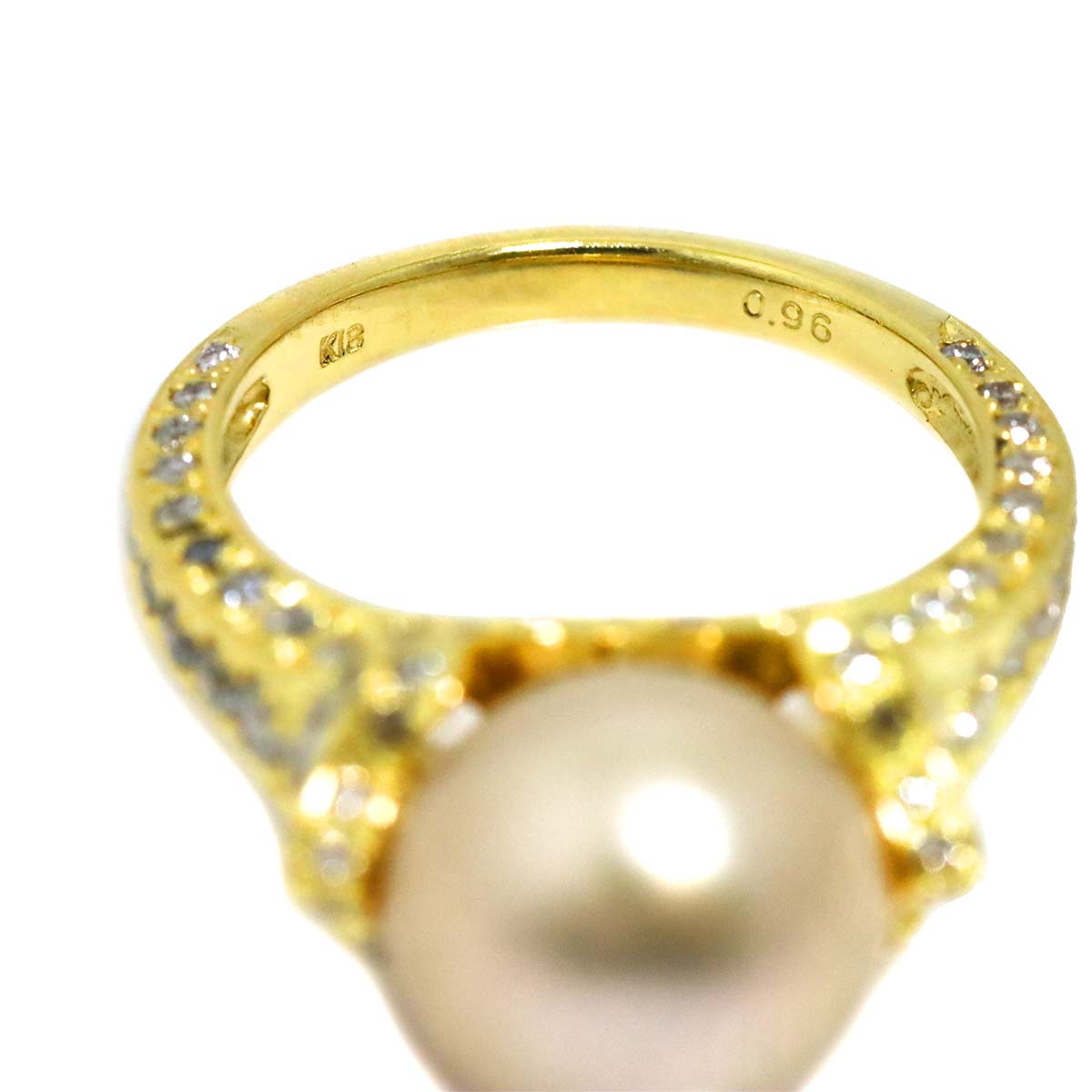 South Sea pearl 10.7mm Diamond 0.96ct Ring 18K K18 YG 750 5.5-5.75(US)