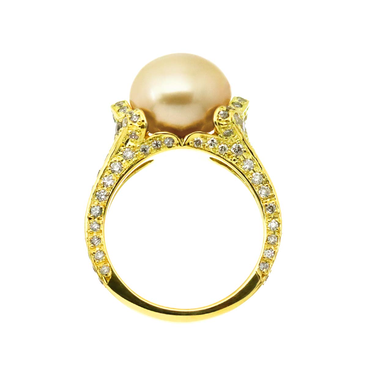 South Sea pearl 10.7mm Diamond 0.96ct Ring 18K K18 YG 750 5.5-5.75(US)