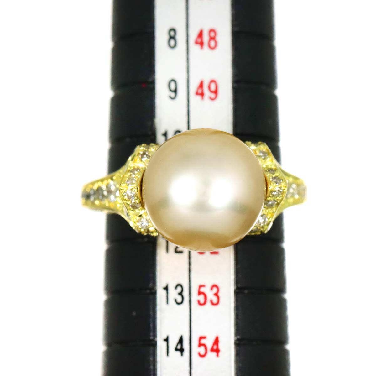 South Sea pearl 10.7mm Diamond 0.96ct Ring 18K K18 YG 750 5.5-5.75(US)