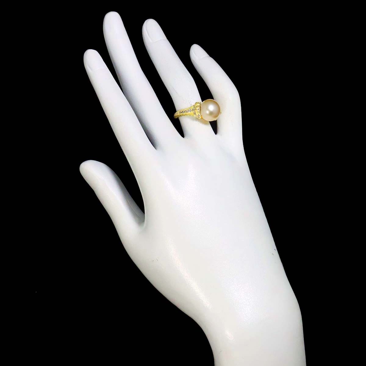South Sea pearl 10.7mm Diamond 0.96ct Ring 18K K18 YG 750 5.5-5.75(US)