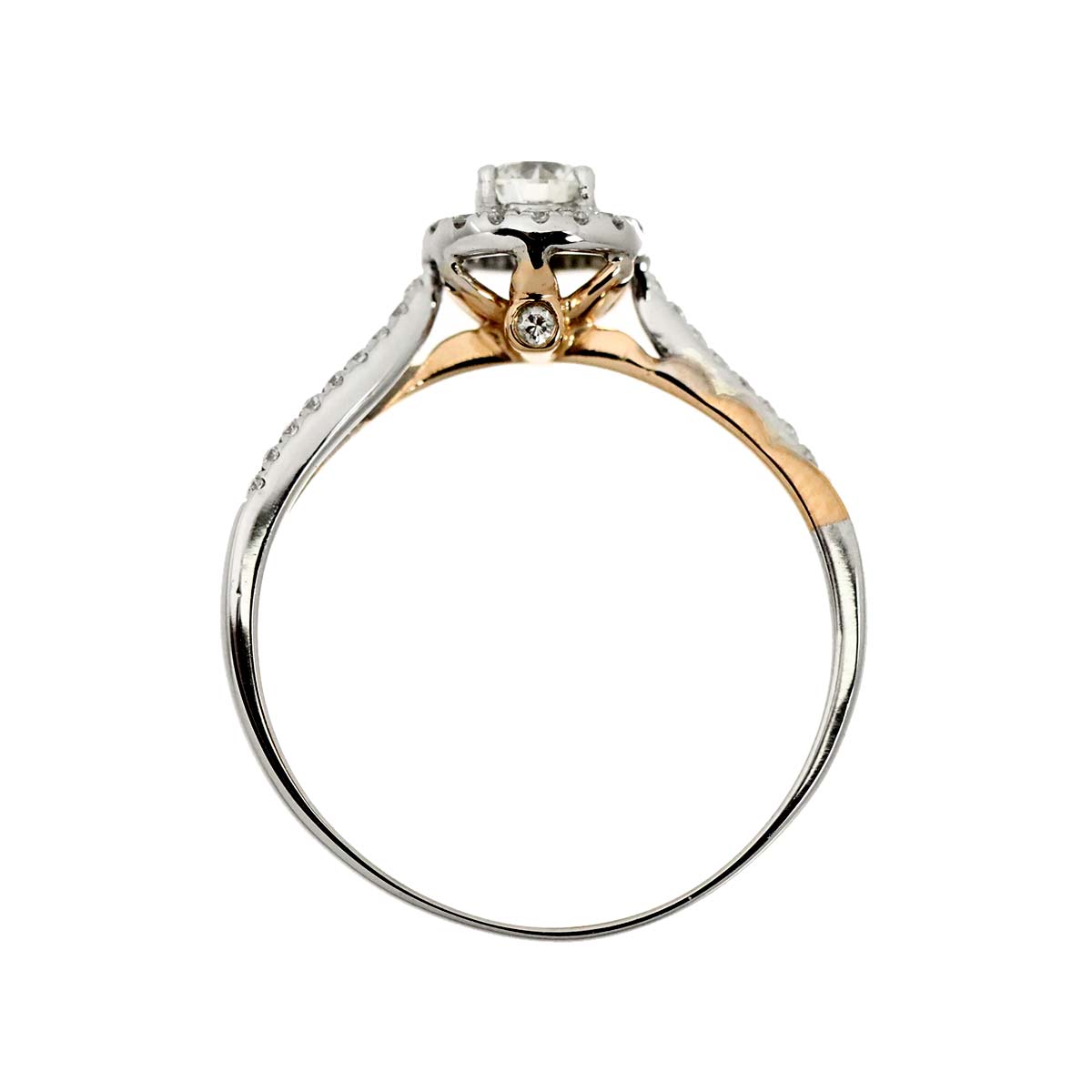 Diamond 0.305ct/0.274ct Ring 18K K18 WG PG White Pink Gold size8.75(US)