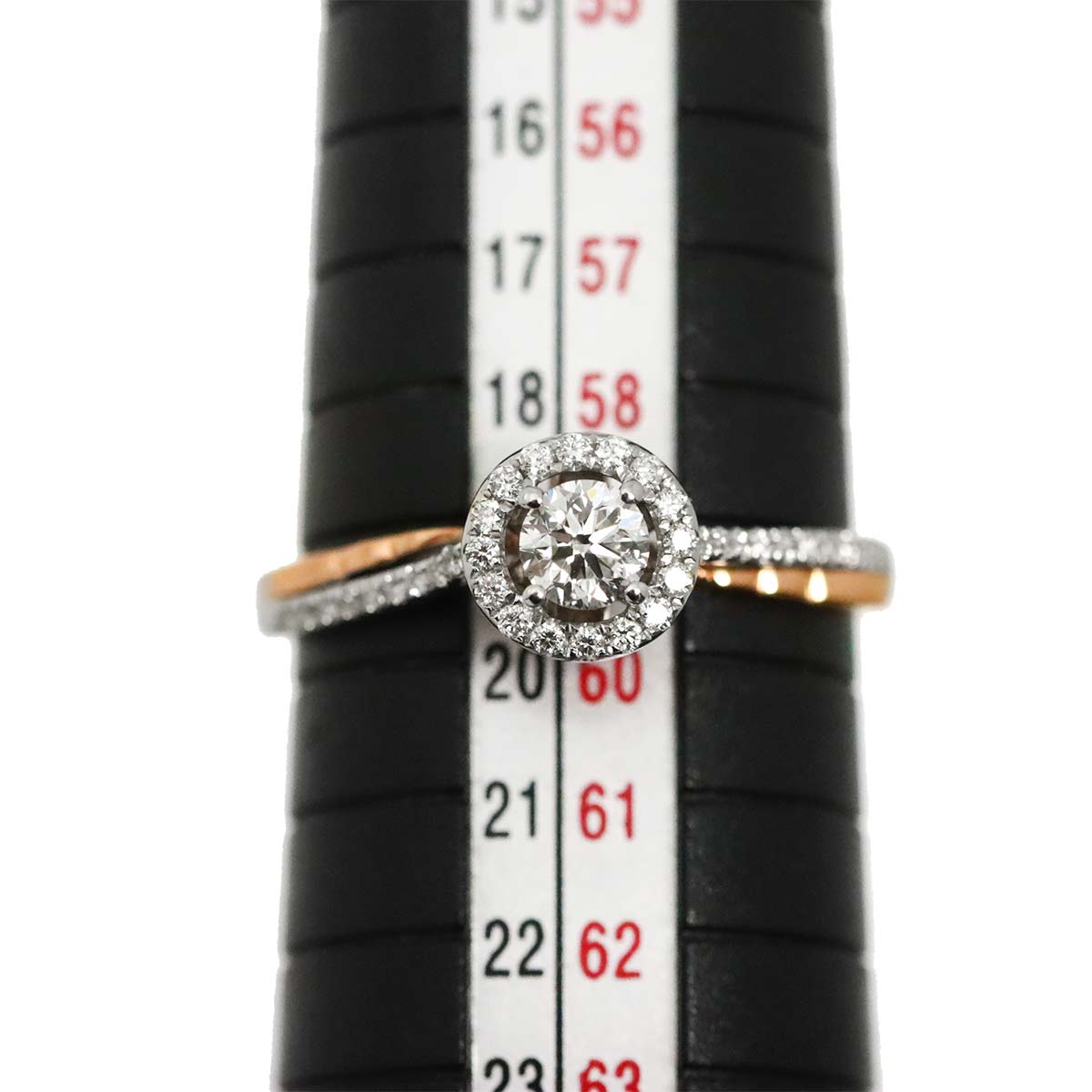 Diamond 0.305ct/0.274ct Ring 18K K18 WG PG White Pink Gold size8.75(US)