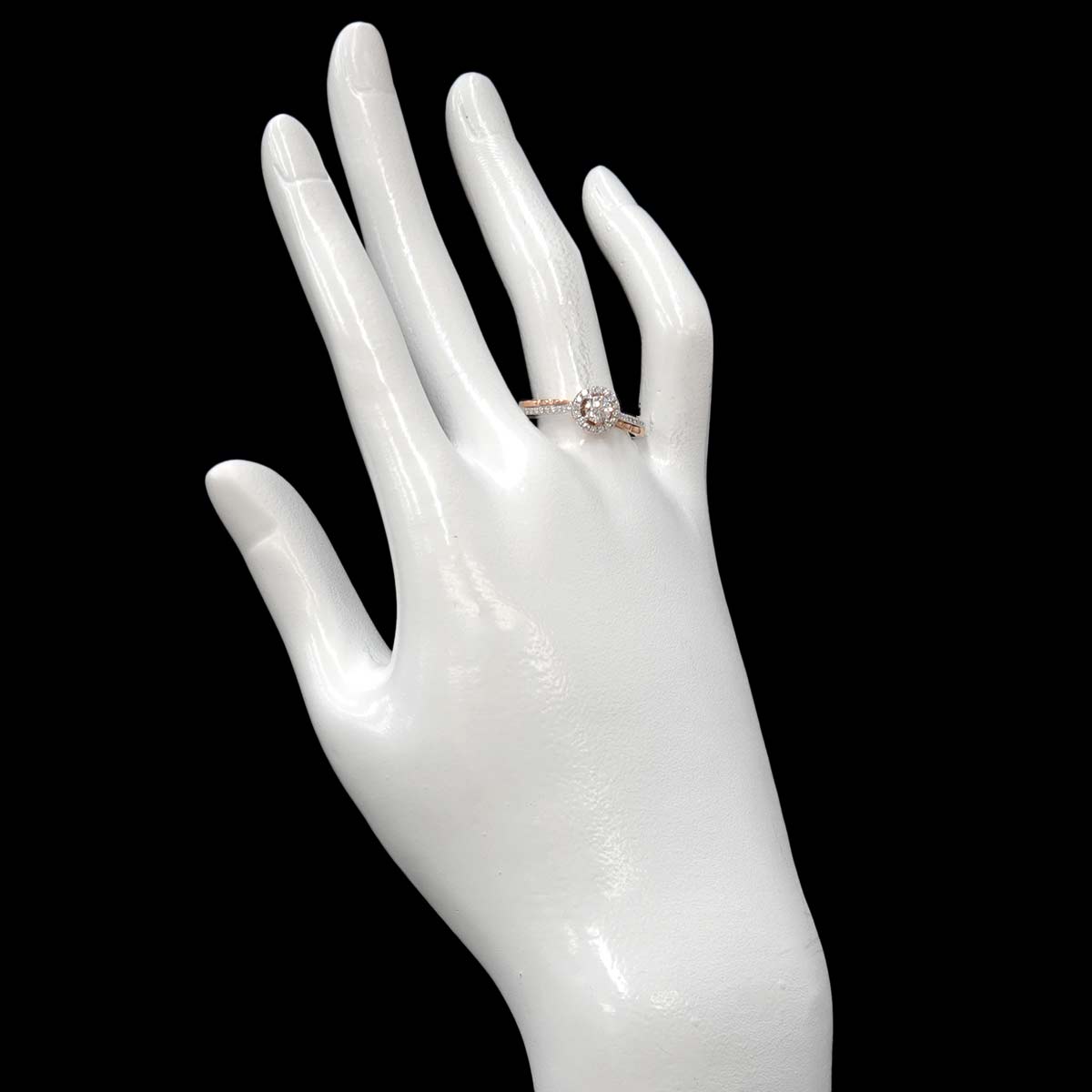 Diamond 0.305ct/0.274ct Ring 18K K18 WG PG White Pink Gold size8.75(US)