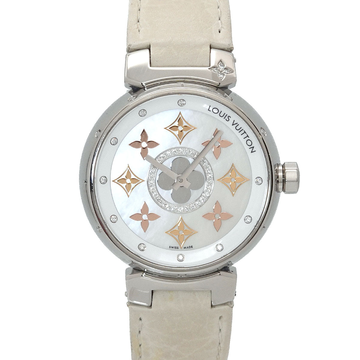 Tambour Q13MT Diamond Quartz White Shell Dial Ladies