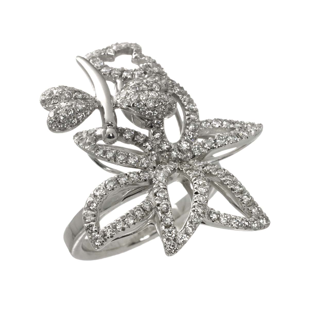 Flora Ring Diamond 18K White Gold 750 Size9 4.75-5(US)
