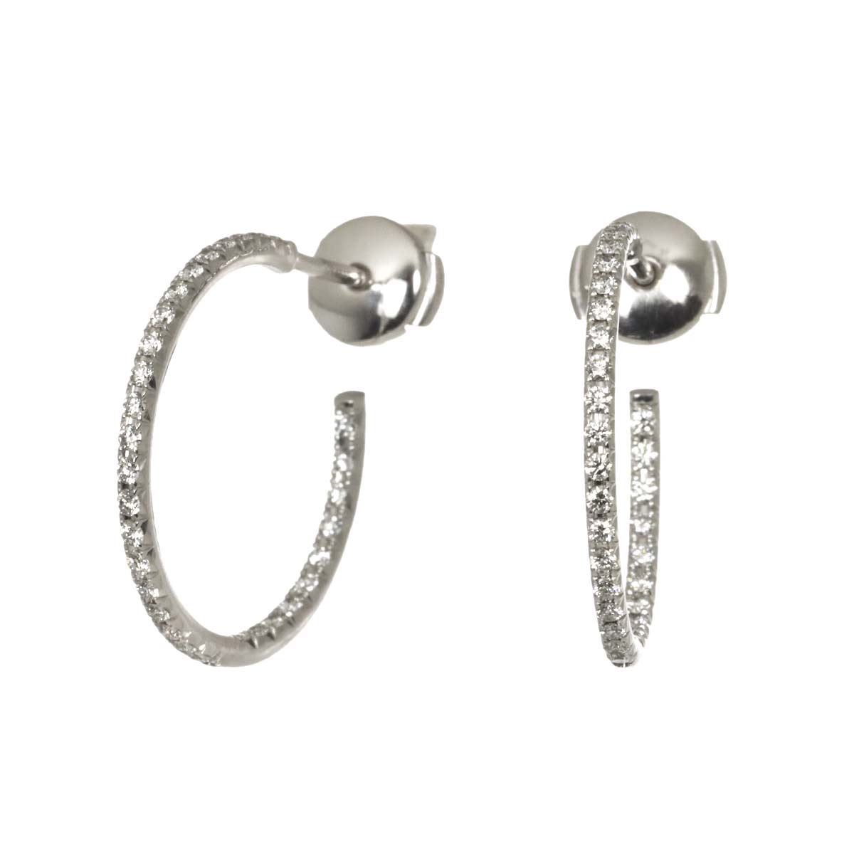 Metro MM Diamond Earrings Pierced 18K White Gold 750