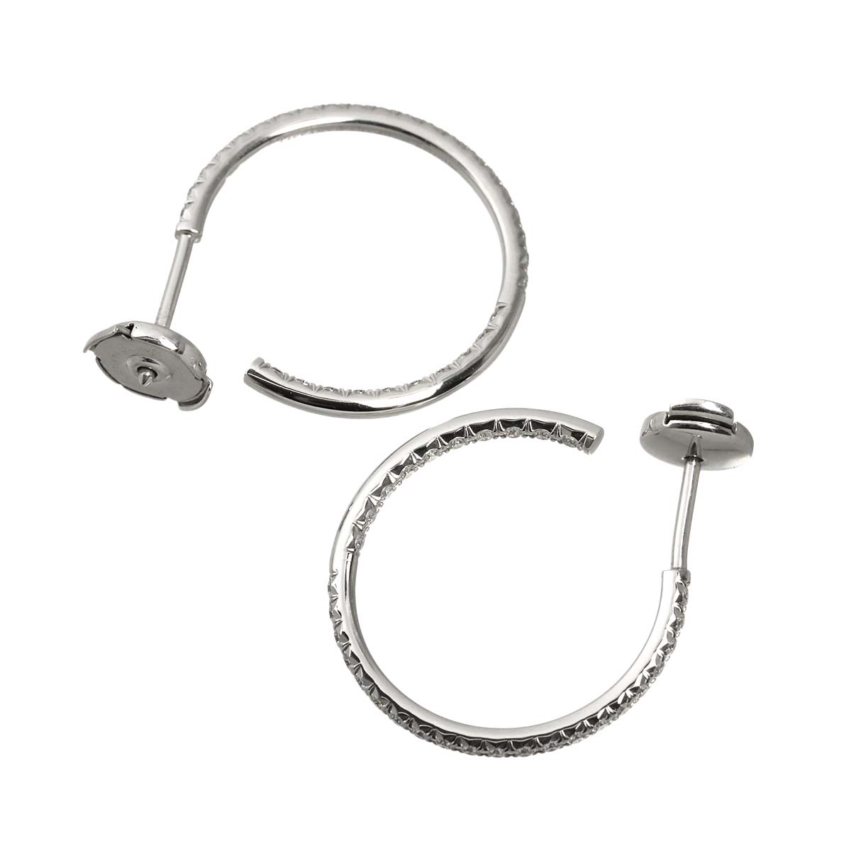 Metro MM Diamond Earrings Pierced 18K White Gold 750