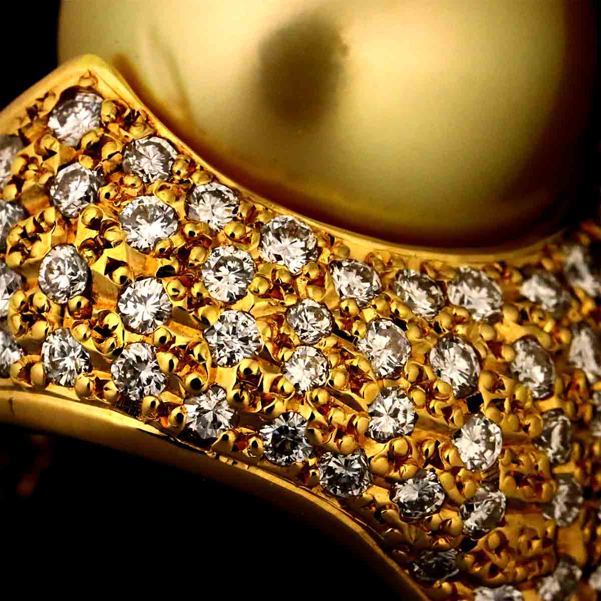 South Sea pearl 14.4mm Diamond 1.59ct Ring K18 YG 750 size:5.5-5.75(US)