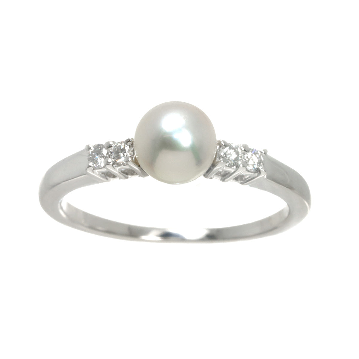 Akoya Pearl 5.7mm Diamond Ring 18K WG 750 size5.25(US)