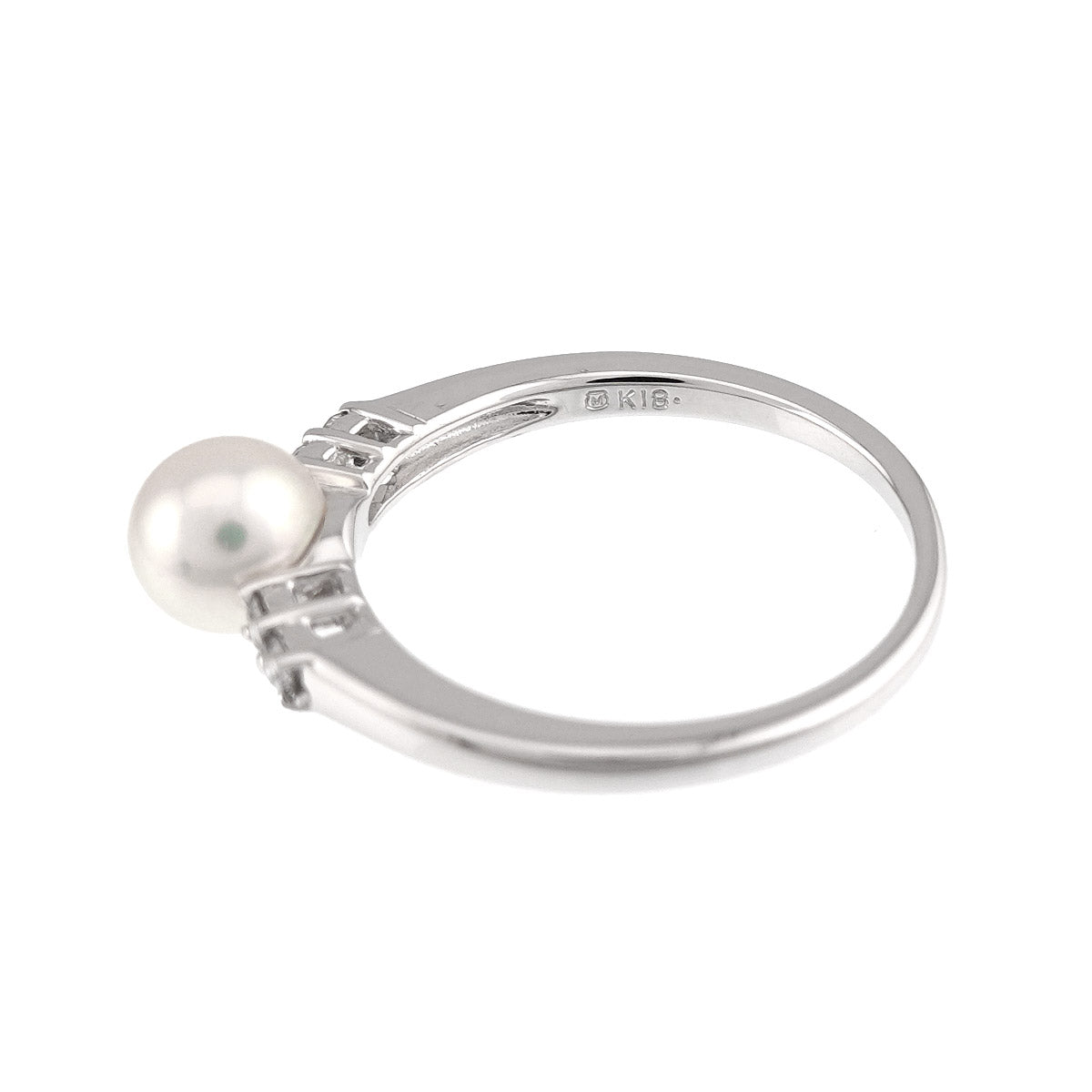 Akoya Pearl 5.7mm Diamond Ring 18K WG 750 size5.25(US)