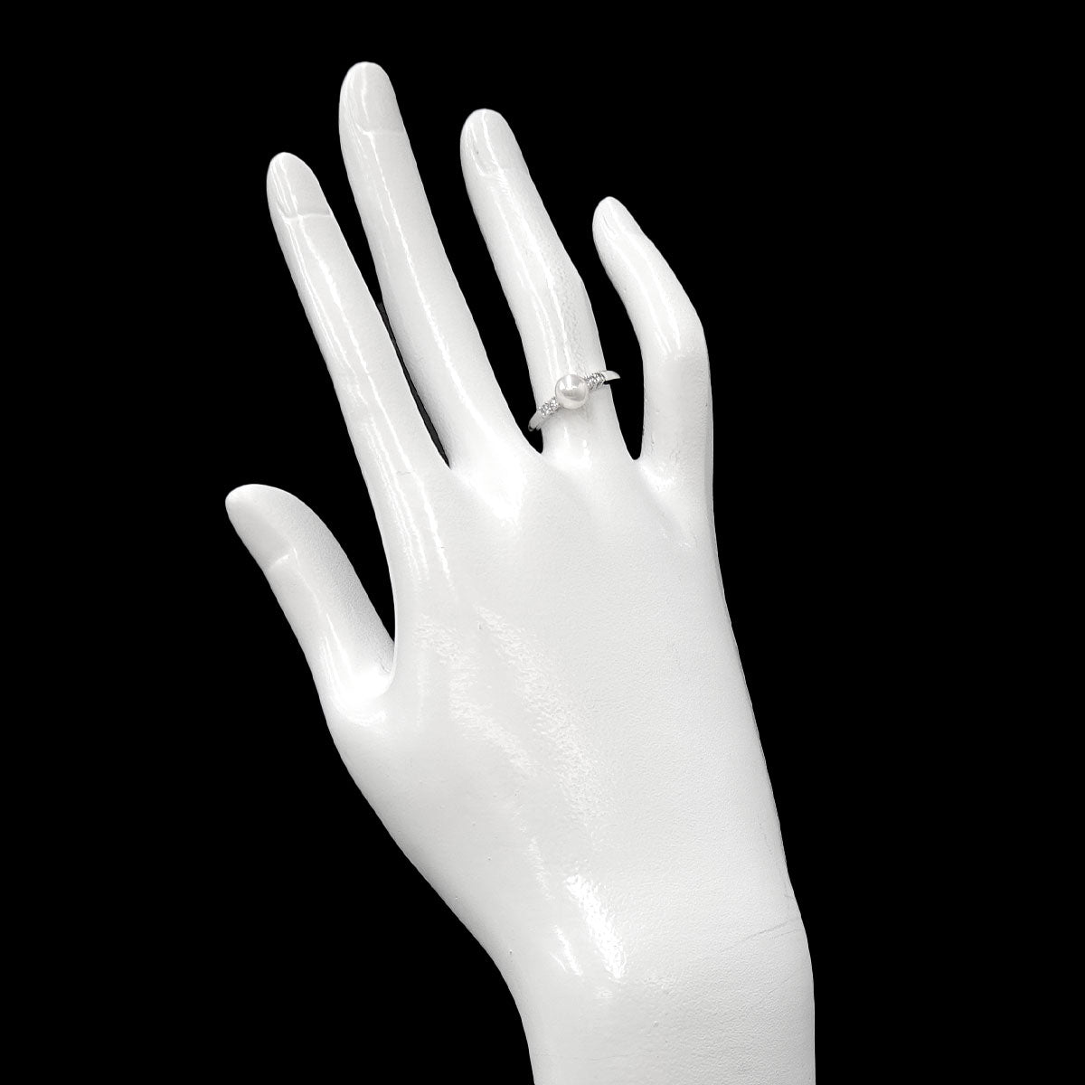 Akoya Pearl 5.7mm Diamond Ring 18K WG 750 size5.25(US)
