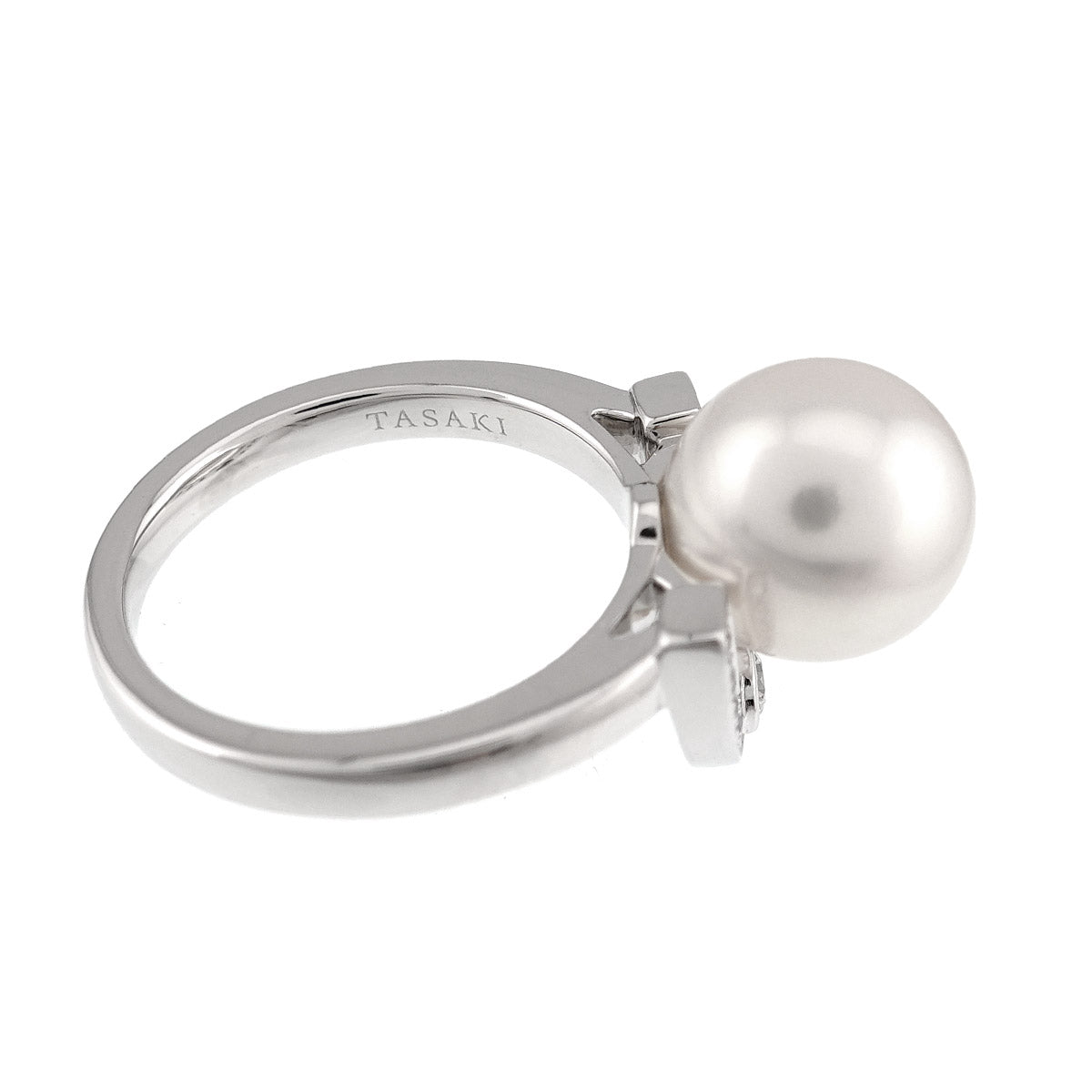 South Sea Pearl 10.3mm Diamond Ring 18K WG 750 6.25-6.5(US)