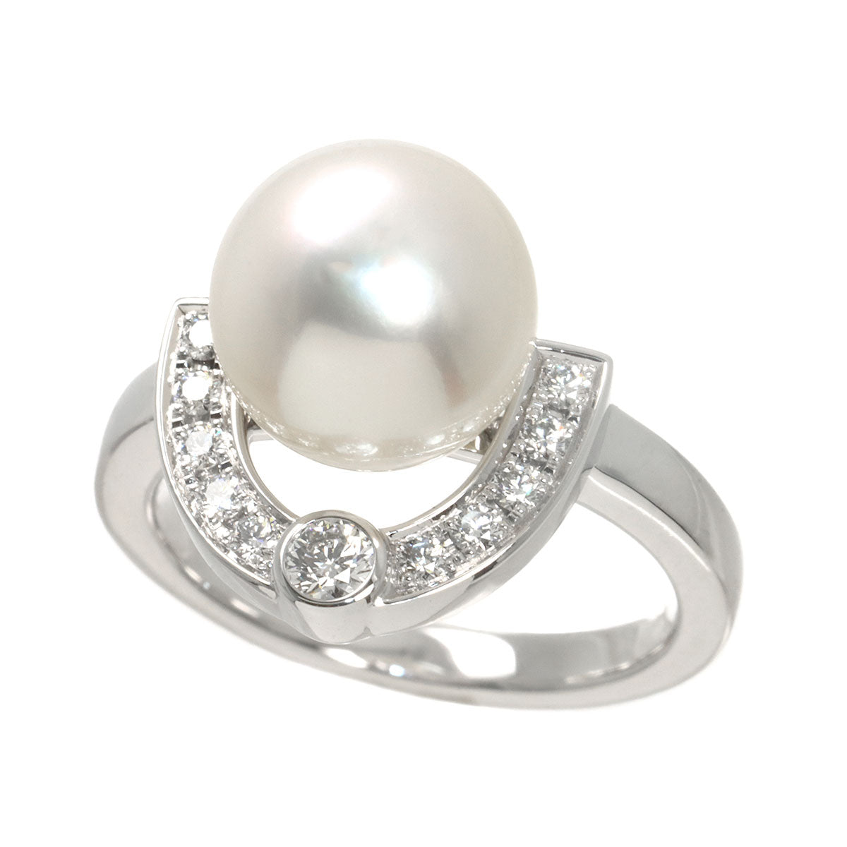 South Sea Pearl 10.3mm Diamond Ring 18K WG 750 6.25-6.5(US)