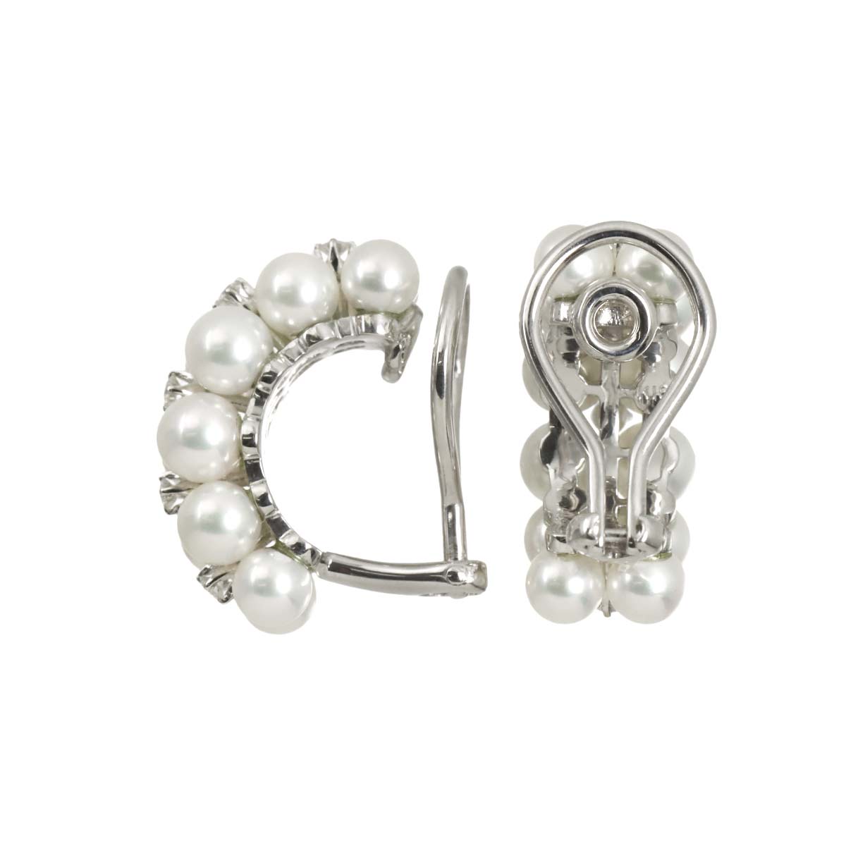 Baby Pearl 4.7-4.0mm Diamond Earrings Clip on 18K WG 750
