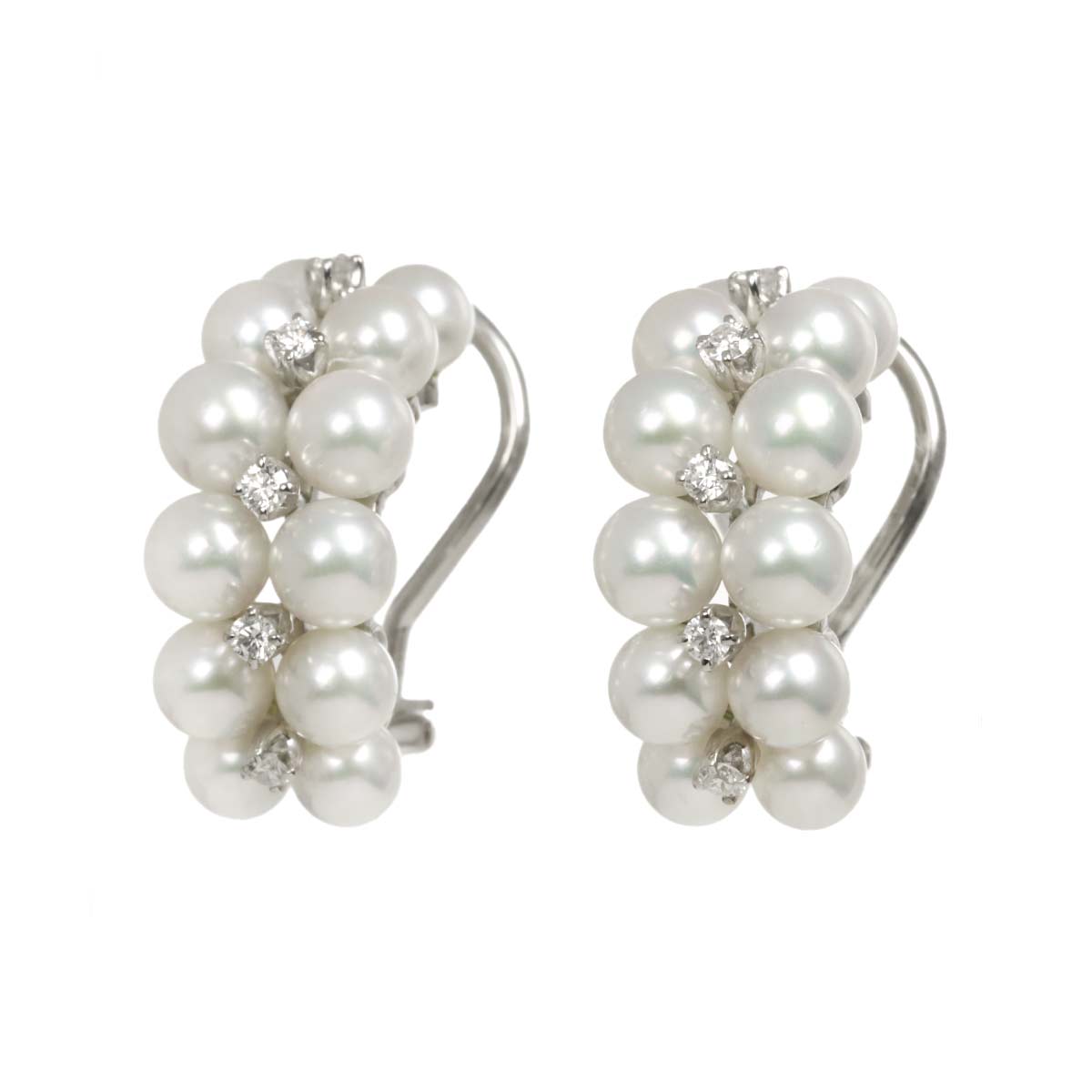 Baby Pearl 4.7-4.0mm Diamond Earrings Clip on 18K WG 750