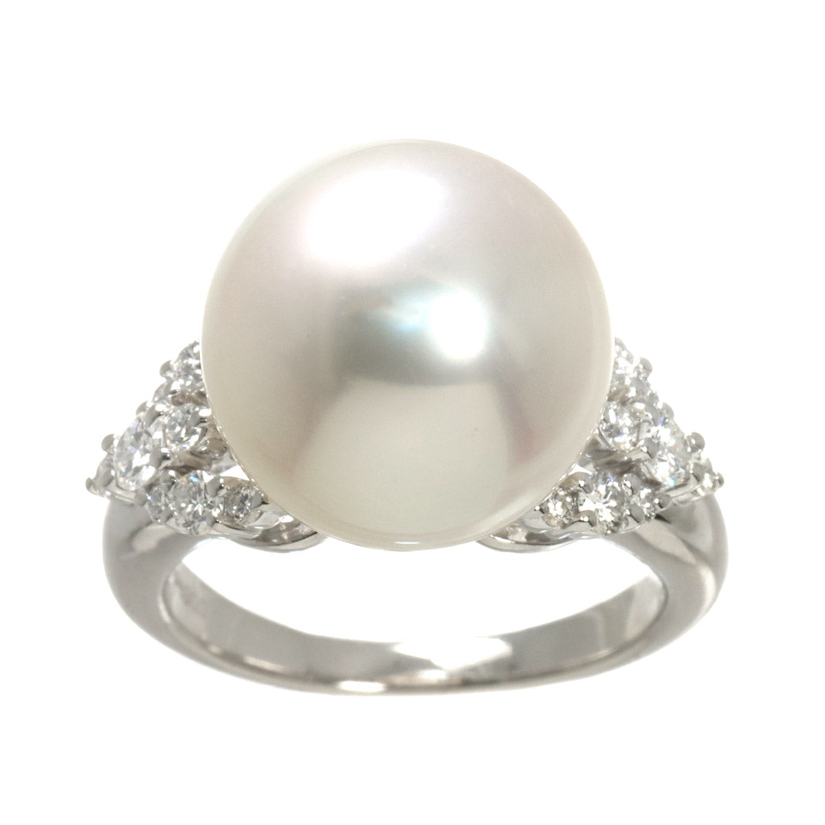 South Sea pearl 13.1mm Diamond 0.37ct Ring Platinum 5.5-5.75(US)