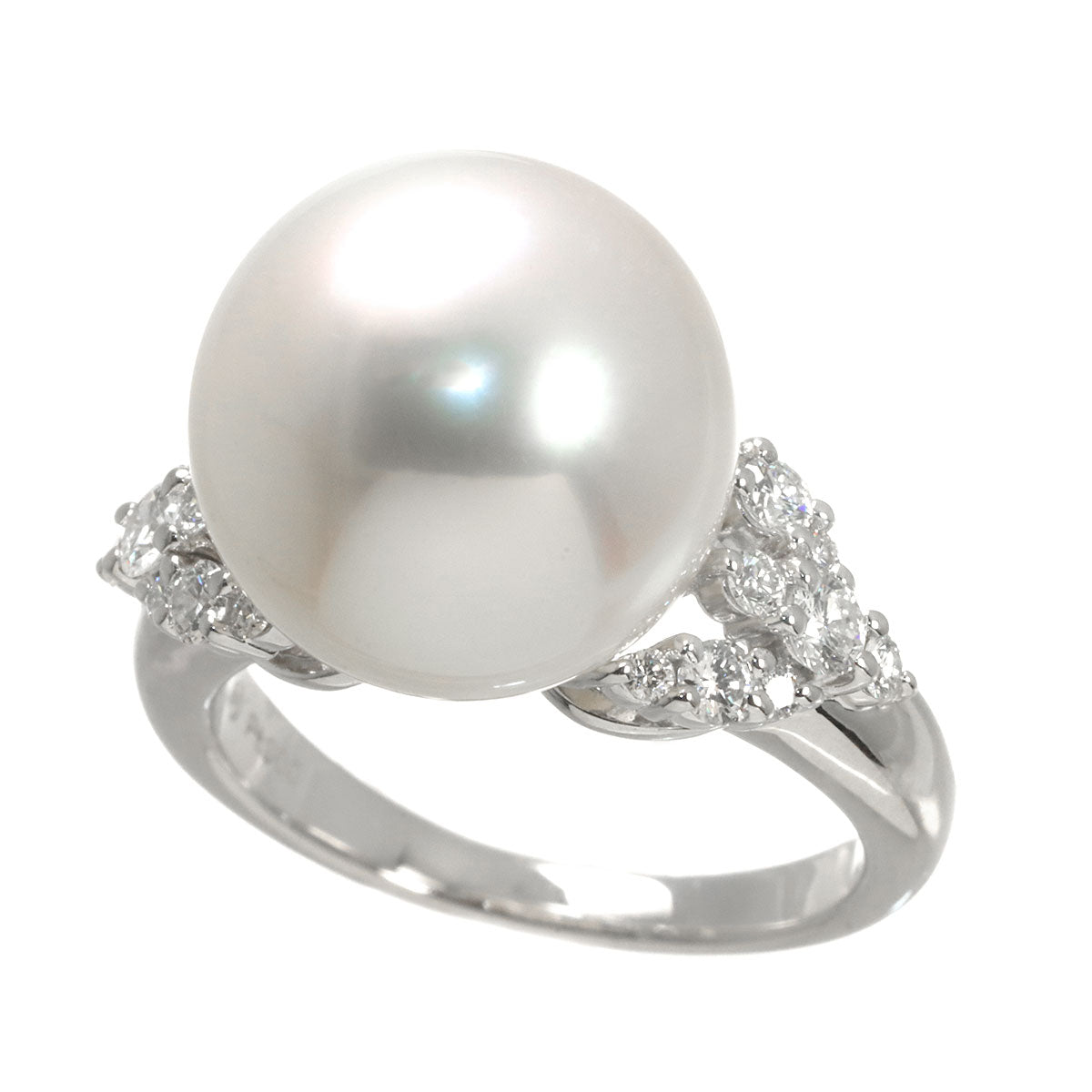 South Sea pearl 13.1mm Diamond 0.37ct Ring Platinum 5.5-5.75(US)