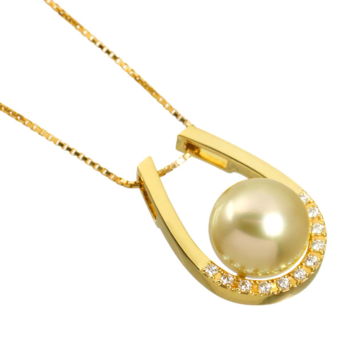 TASAKI South Sea pearl Diamond 0.10ct Necklace 18K YG 750