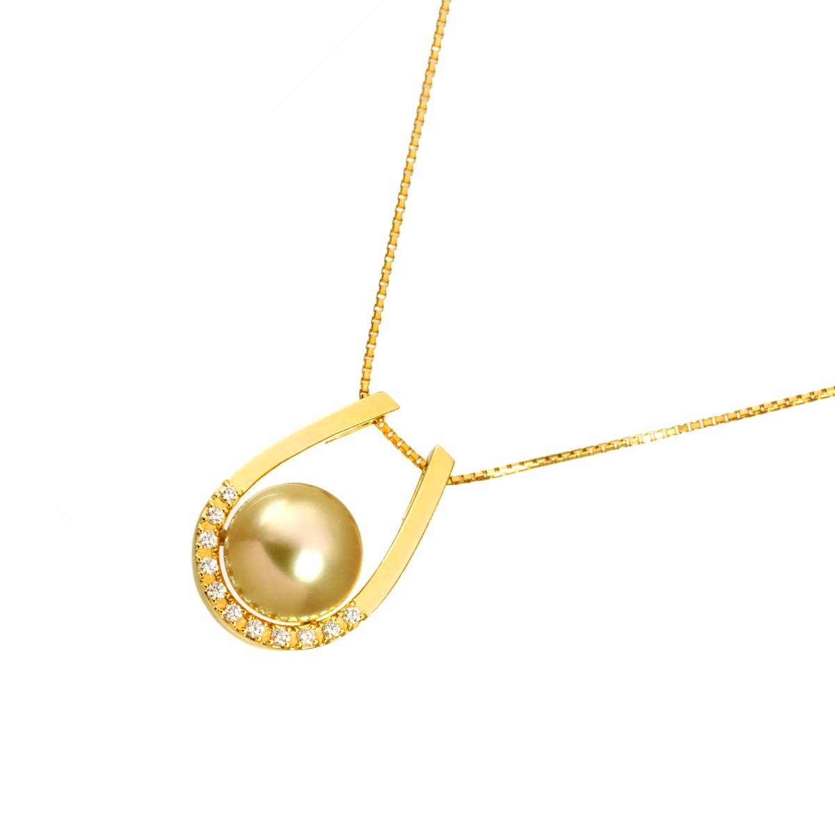 TASAKI South Sea pearl Diamond 0.10ct Necklace 18K YG 750