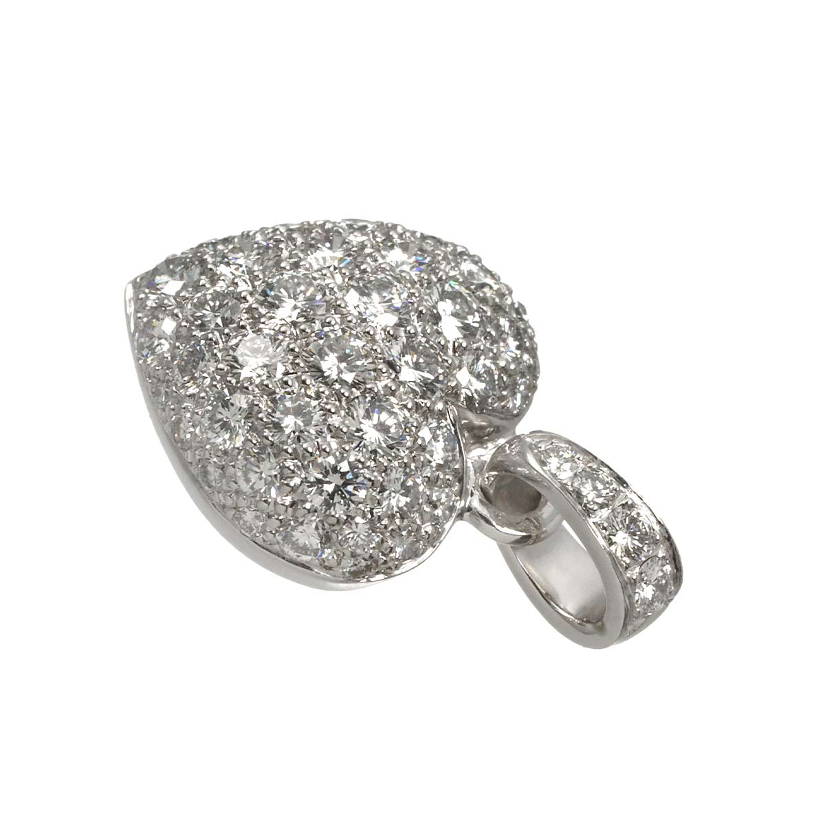 Heart Pave Diamond Pendant Top 18K White Gold 750