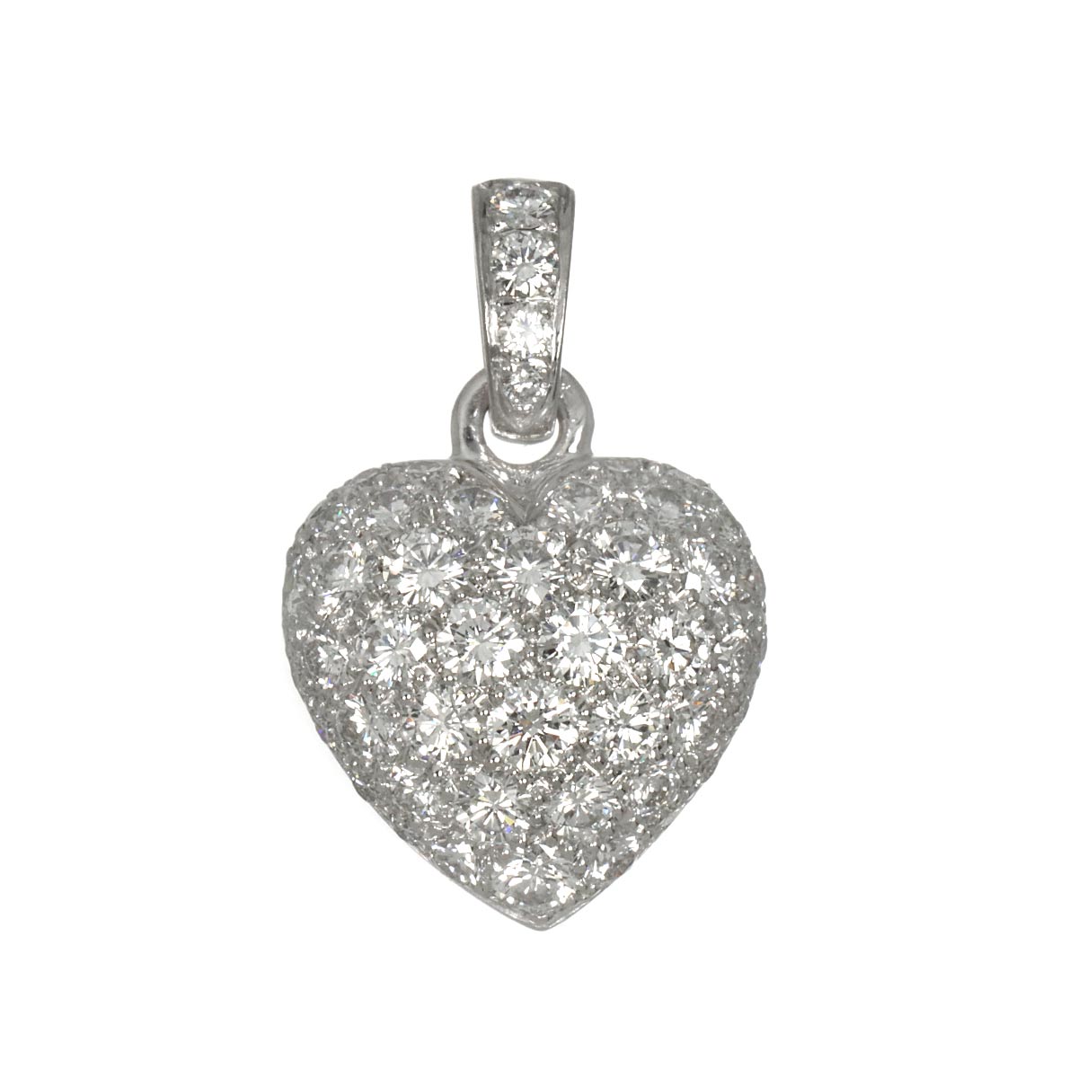 Heart Pave Diamond Pendant Top 18K White Gold 750