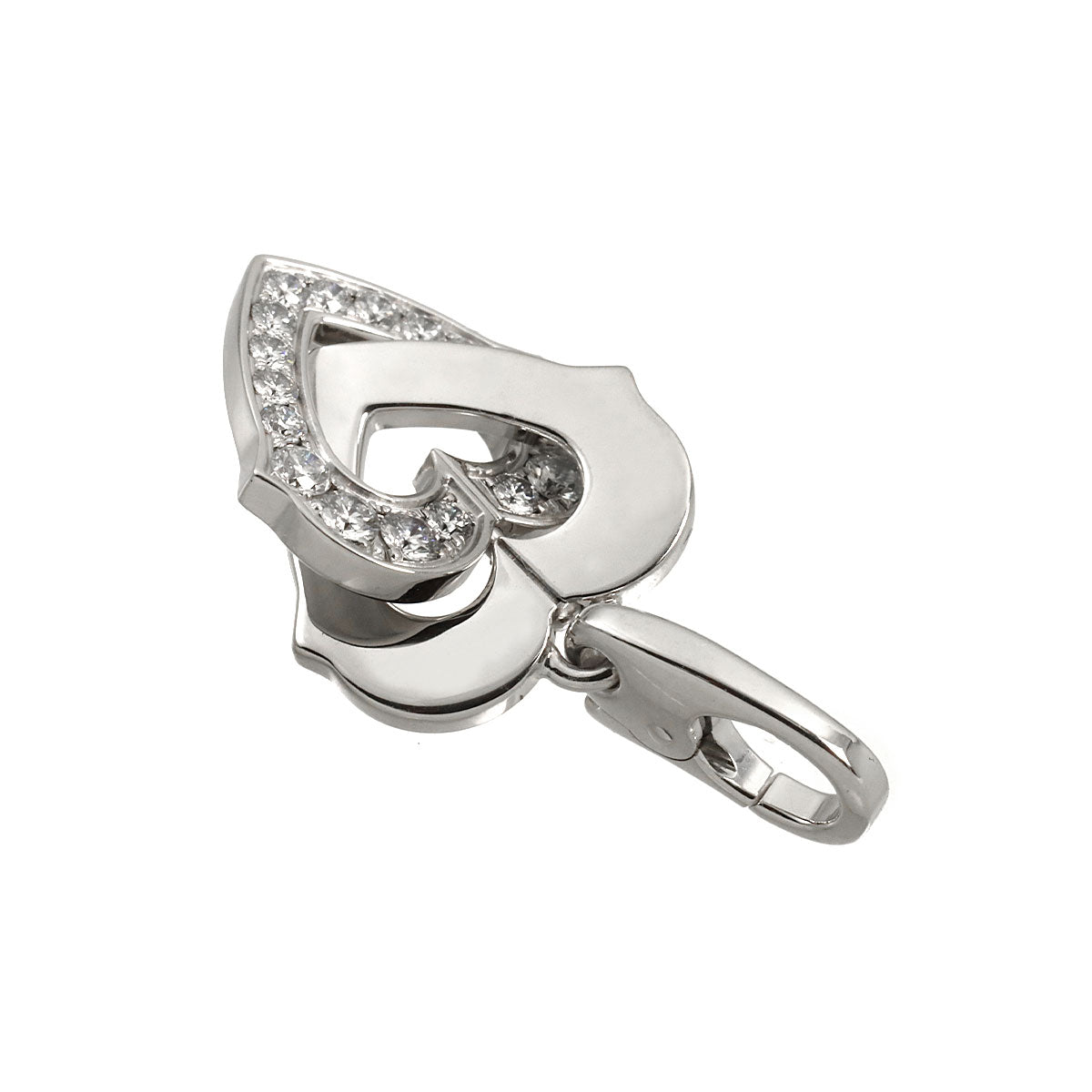 Heart Diamond Pendant Top Charm 18K White Gold 750