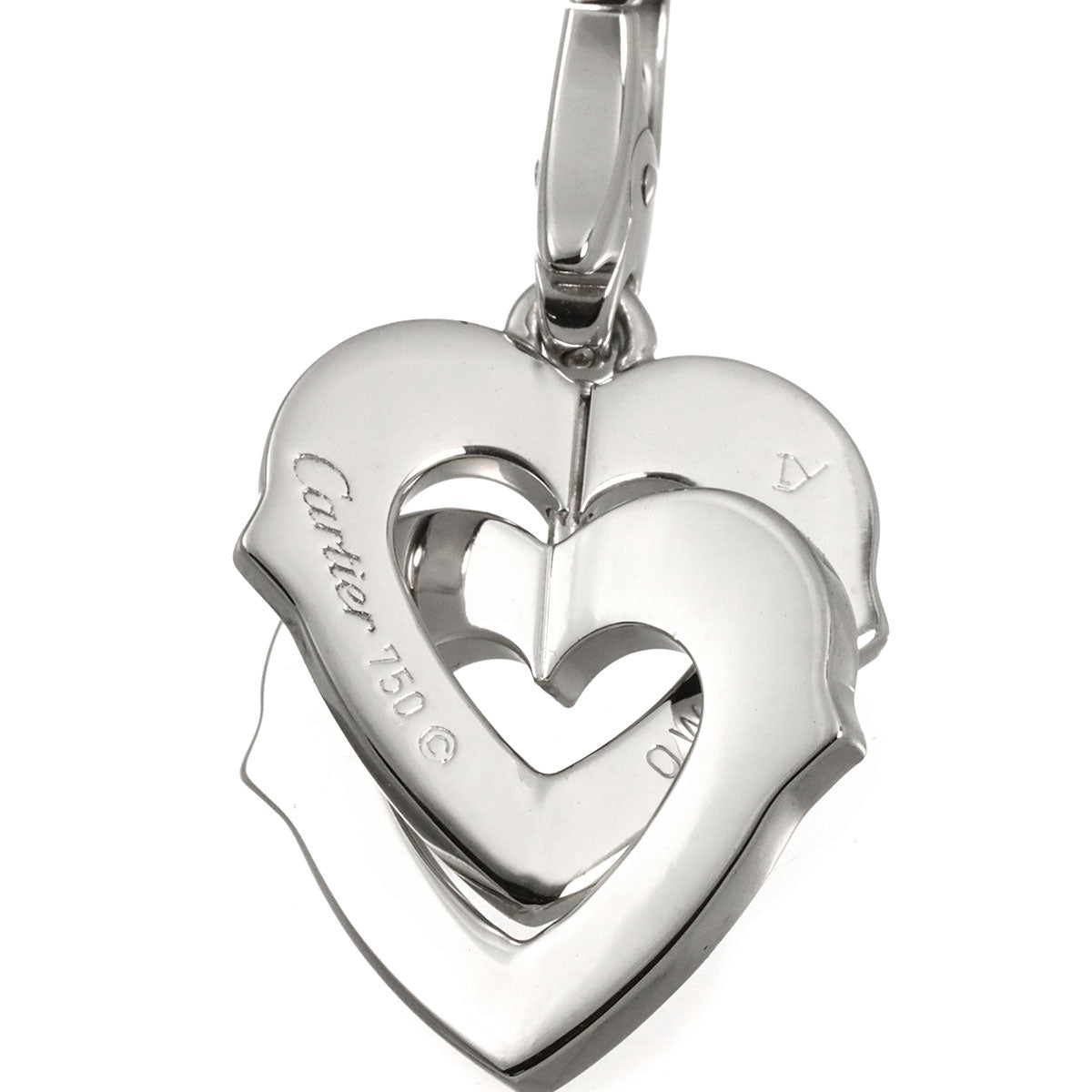 Heart Diamond Pendant Top Charm 18K White Gold 750