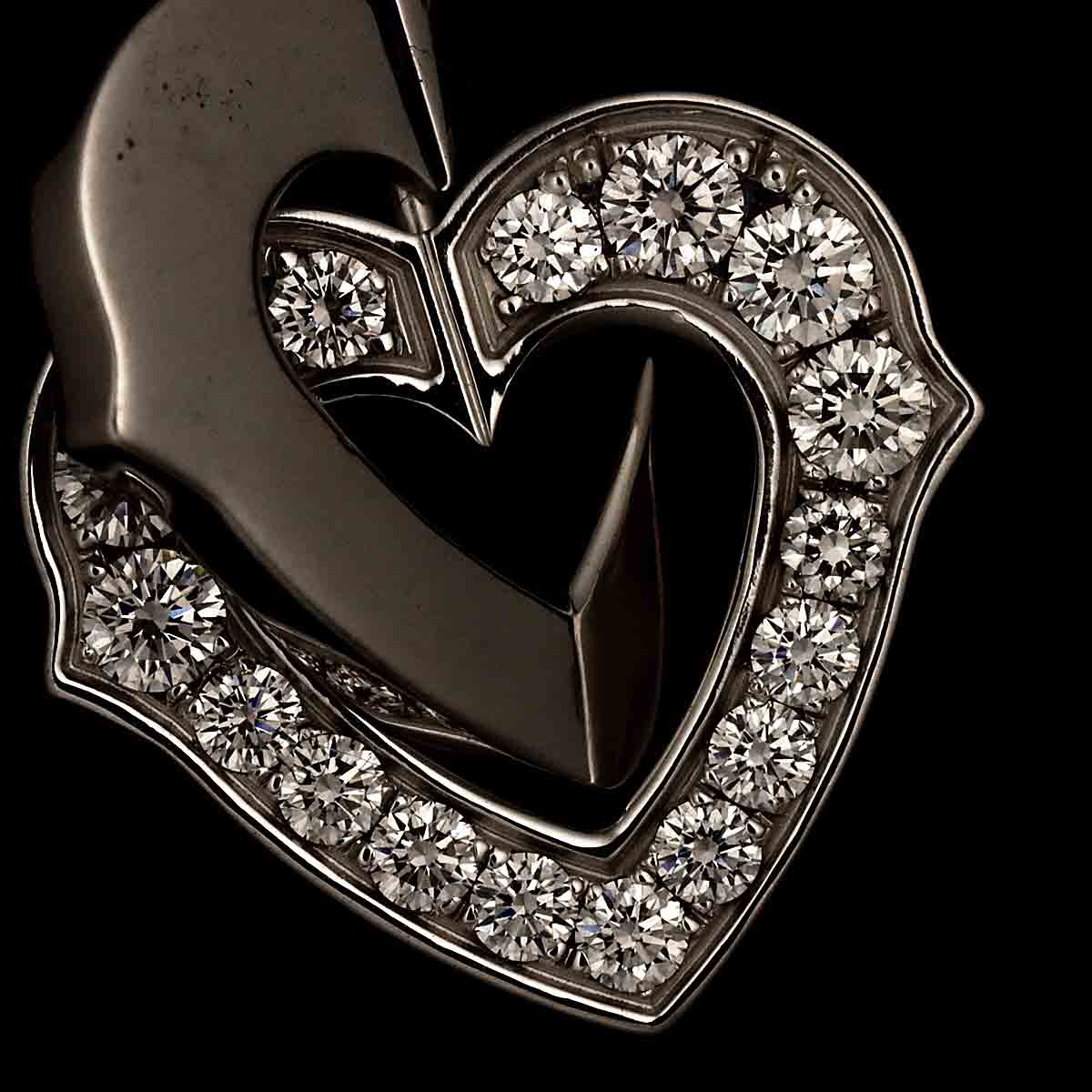 Heart Diamond Pendant Top Charm 18K White Gold 750